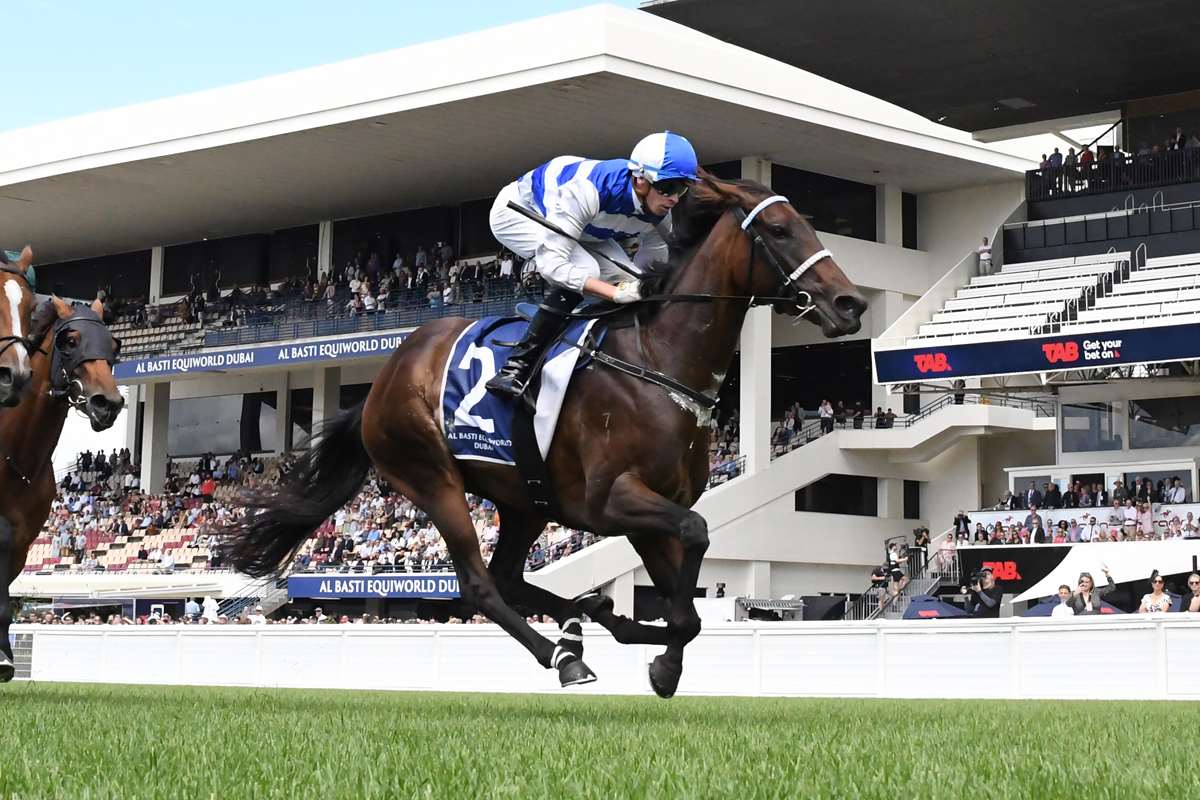Island Life winning the Gr.3 Sunline Vase (2100m). Photo: Kenton Wright (Race Images)