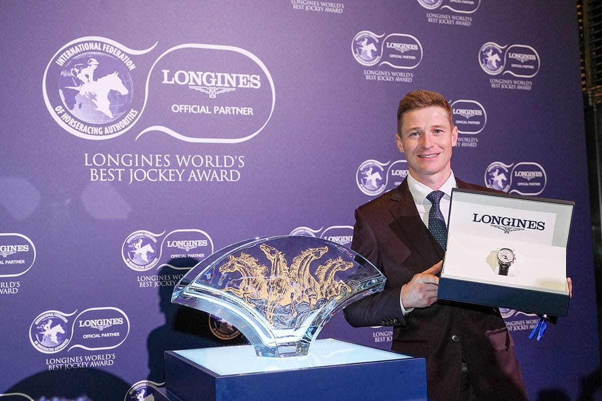 James McDonald officially accepts LONGINES World’s Best Jockey award