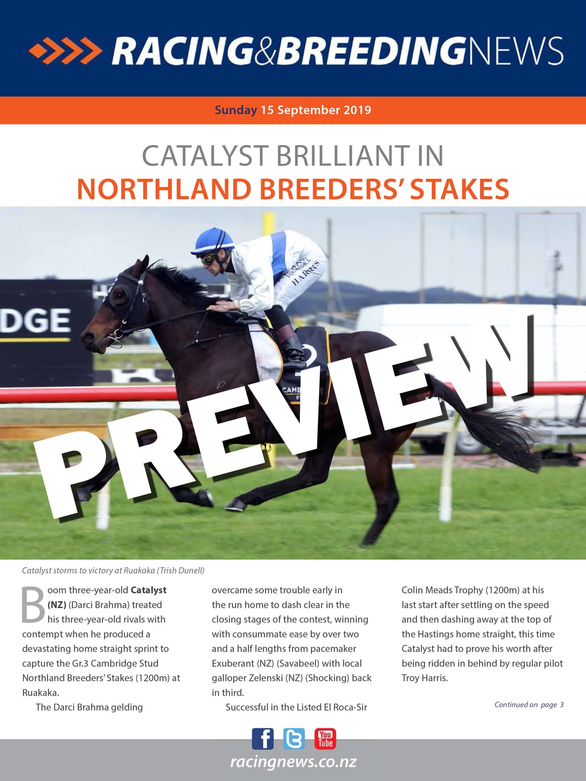 NZ Racing and Breeding News – 15 September 2019