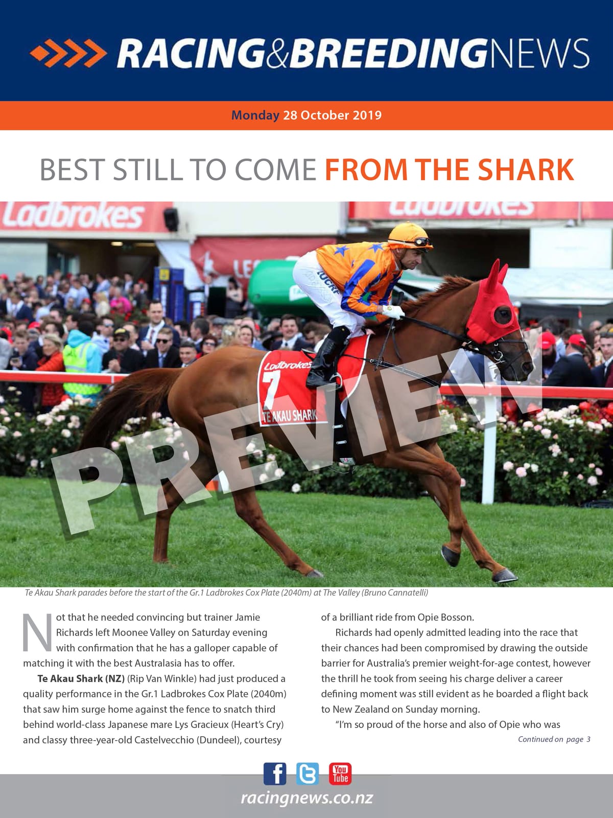 NZ Racing and Breeding News – 28 October 2019