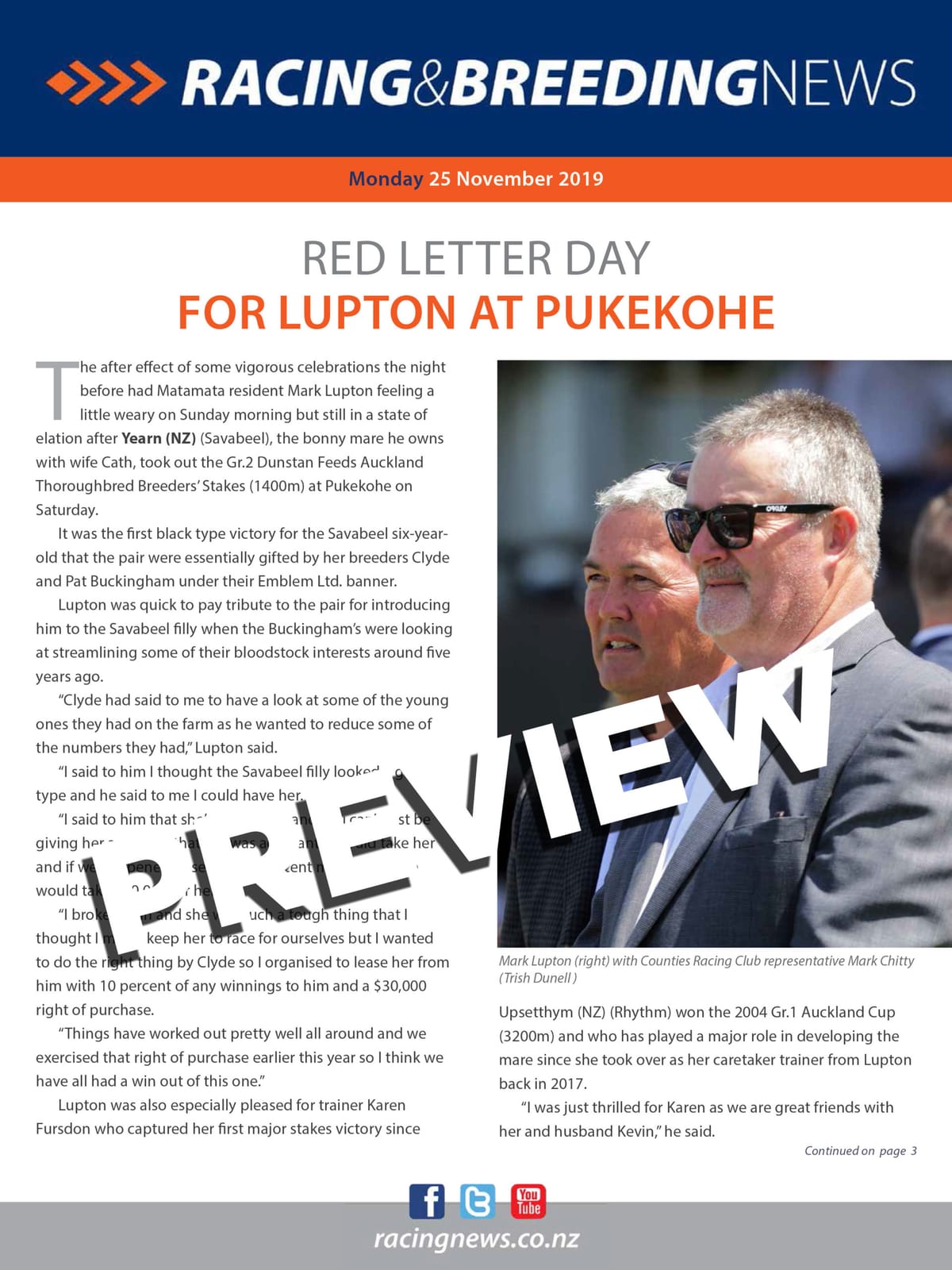 NZ Racing and Breeding News –25 November 2019