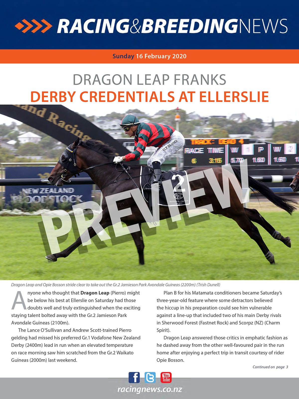 NZ Racing and Breeding News – 16 February 2020