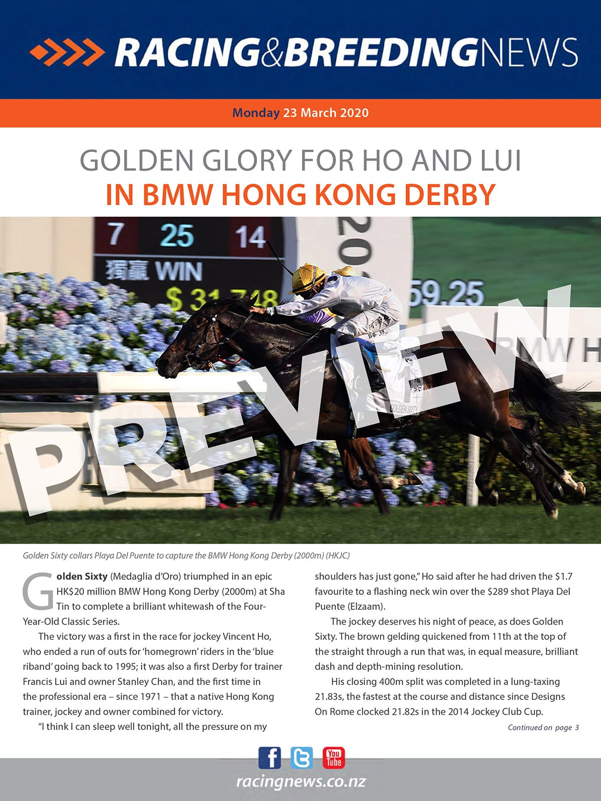 NZ Racing and Breeding News – 23 March 2020