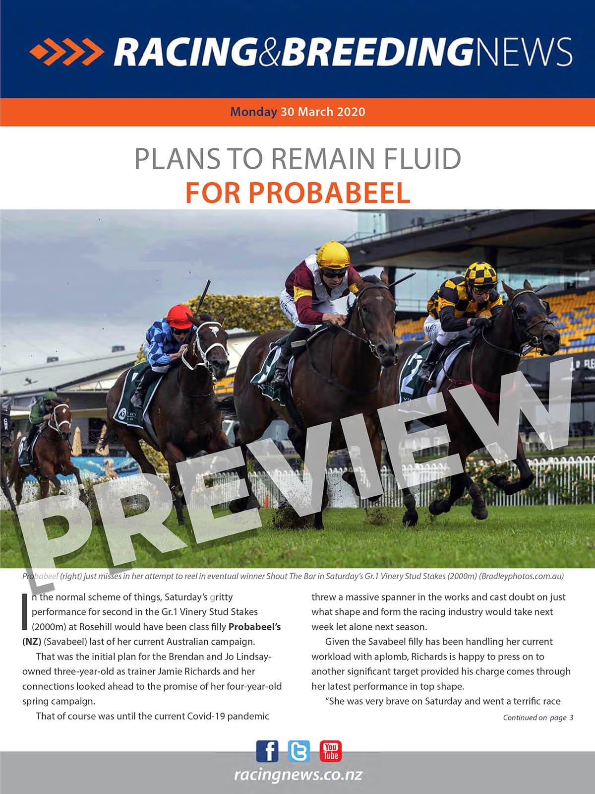 NZ Racing and Breeding News – 30 March 2020