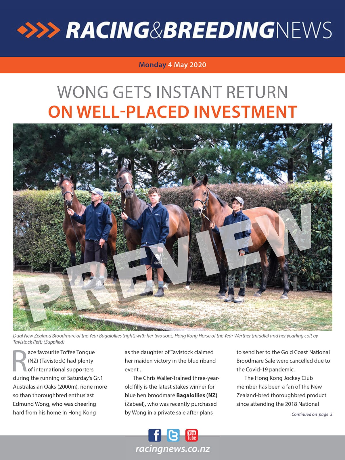 NZ Racing and Breeding News – 4 May 2020