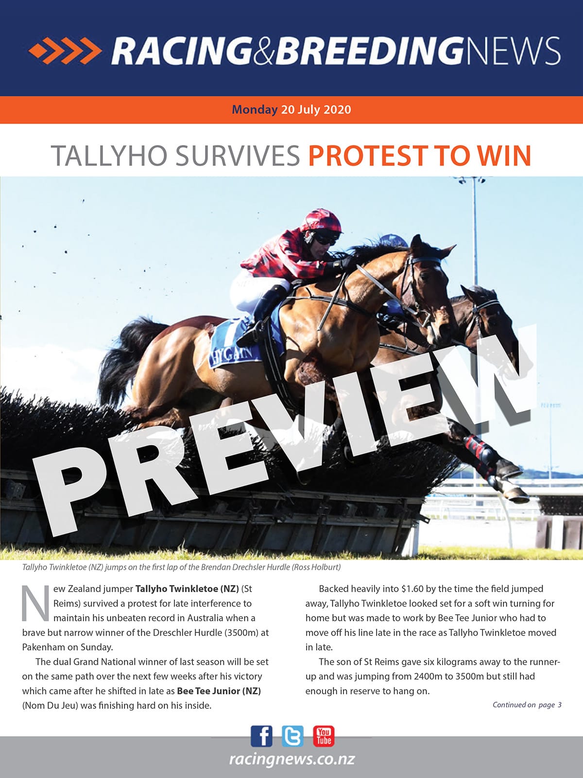 NZ Racing and Breeding News – 20 July 2020