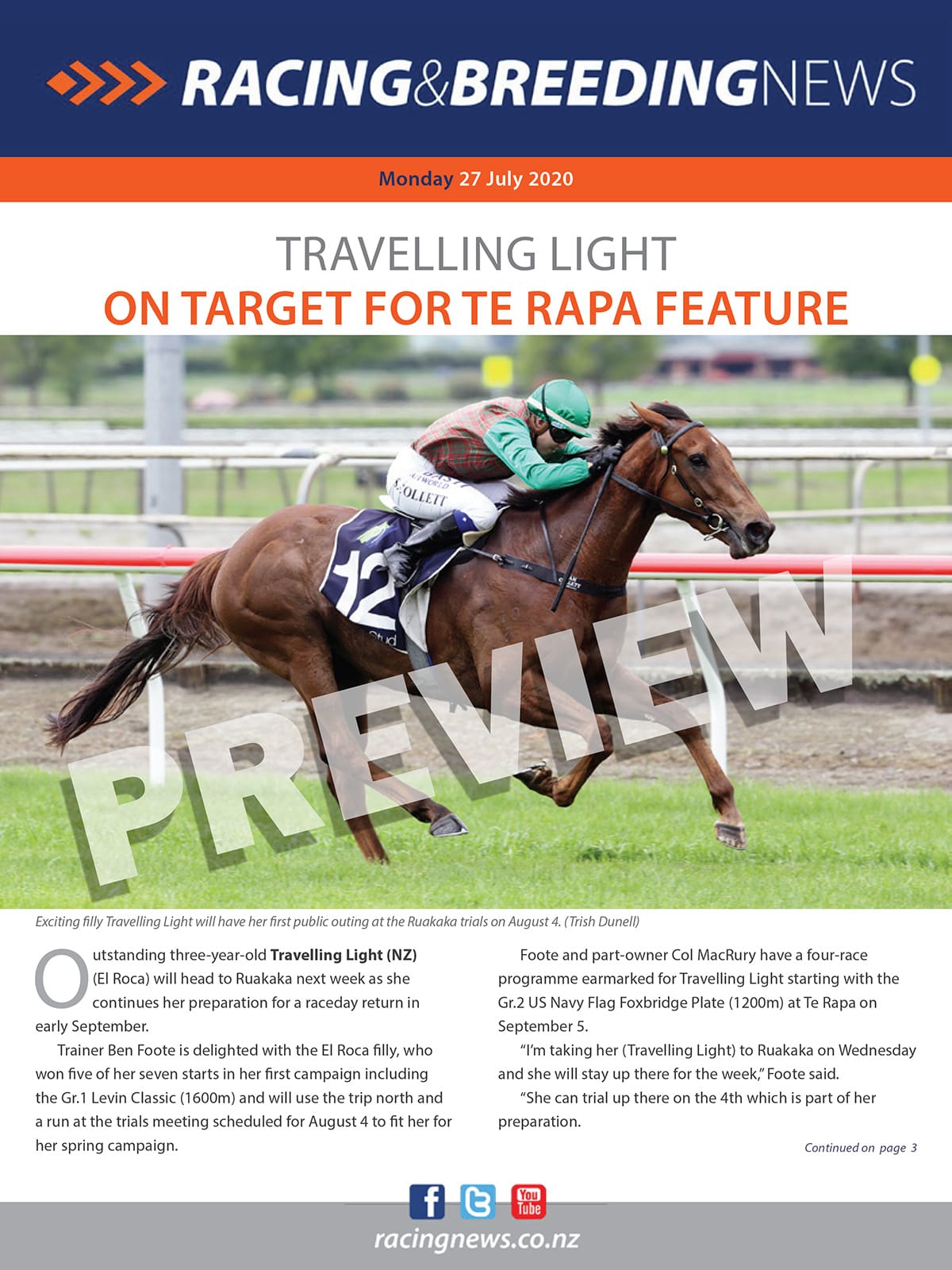 NZ Racing and Breeding News – 27 July 2020