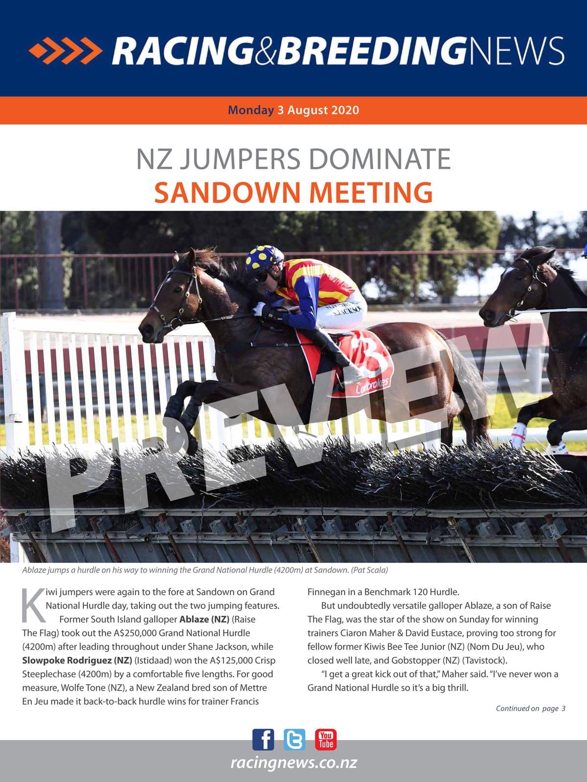 NZ Racing and Breeding News – 3 August 2020