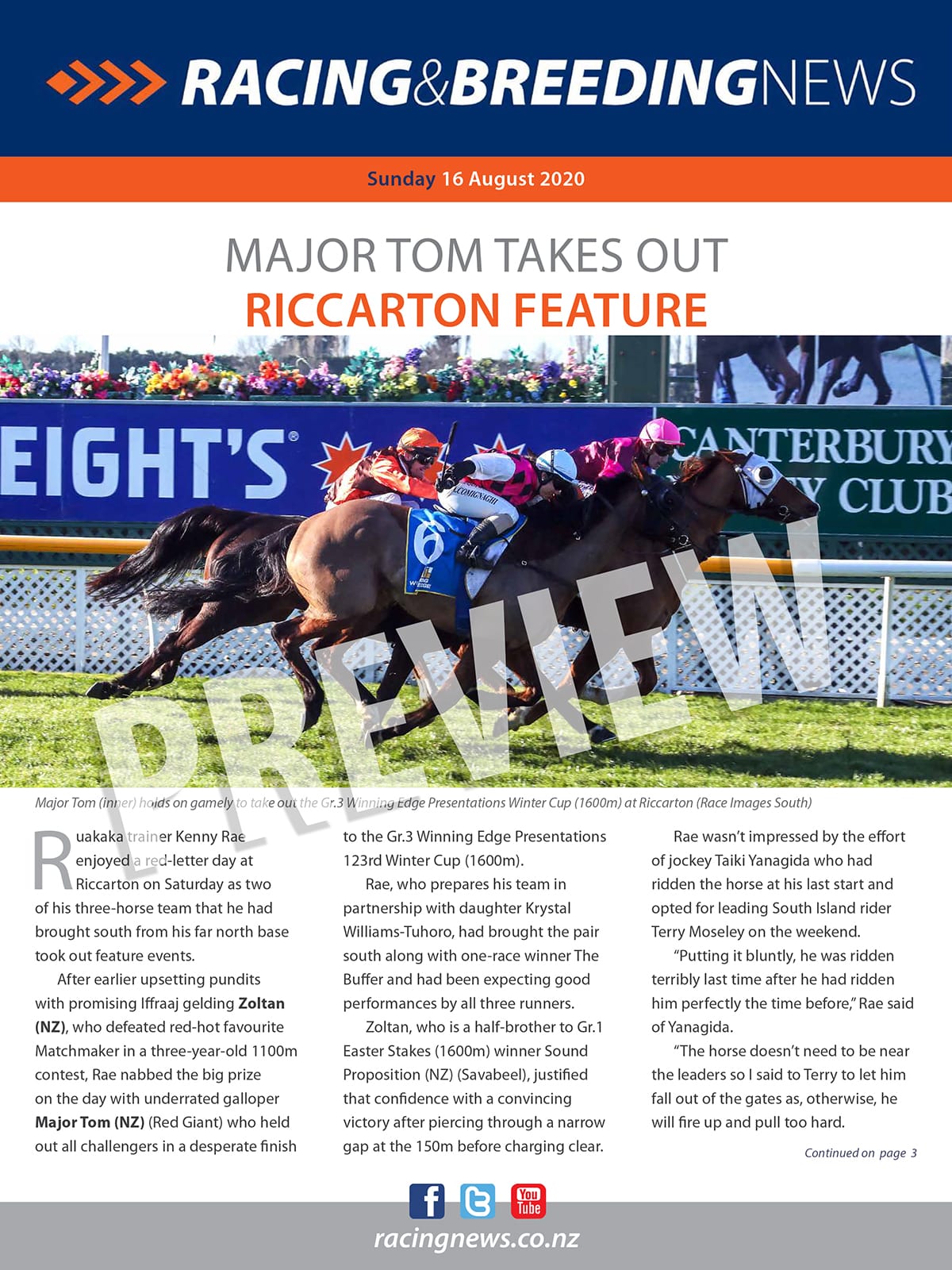 NZ Racing and Breeding News – 16 August 2020