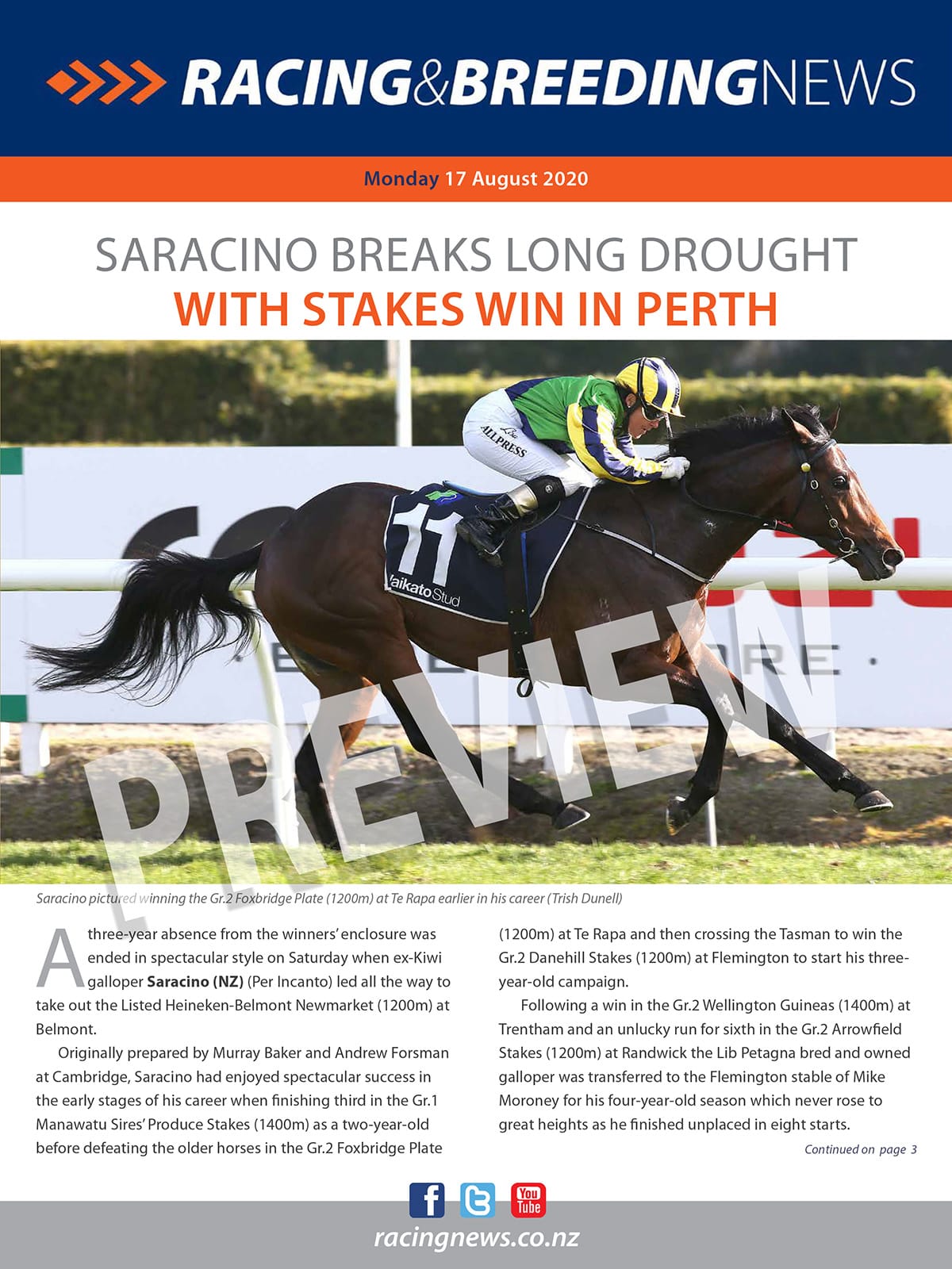NZ Racing and Breeding News – 17 August 2020