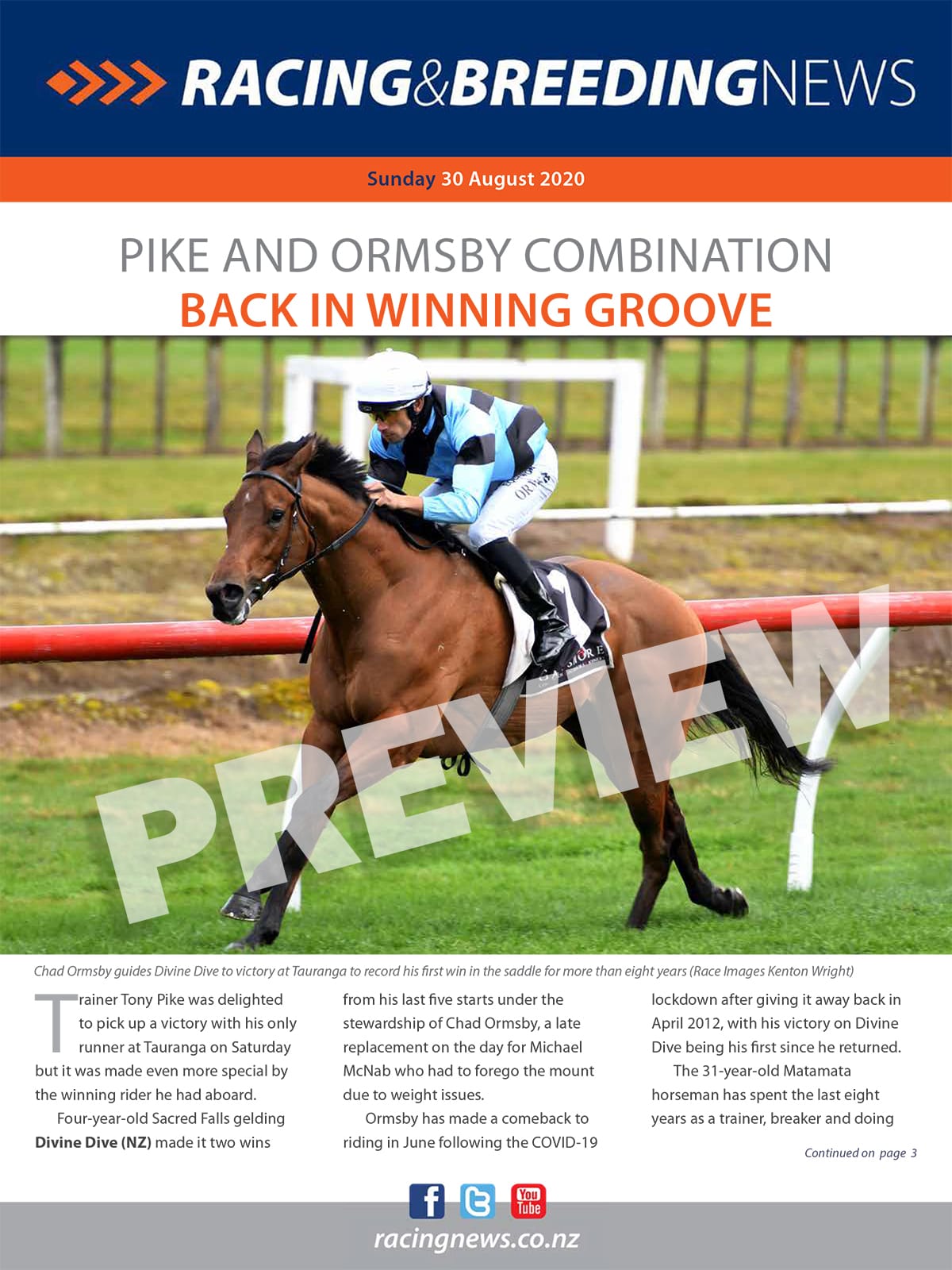 NZ Racing and Breeding News – 30 August 2020