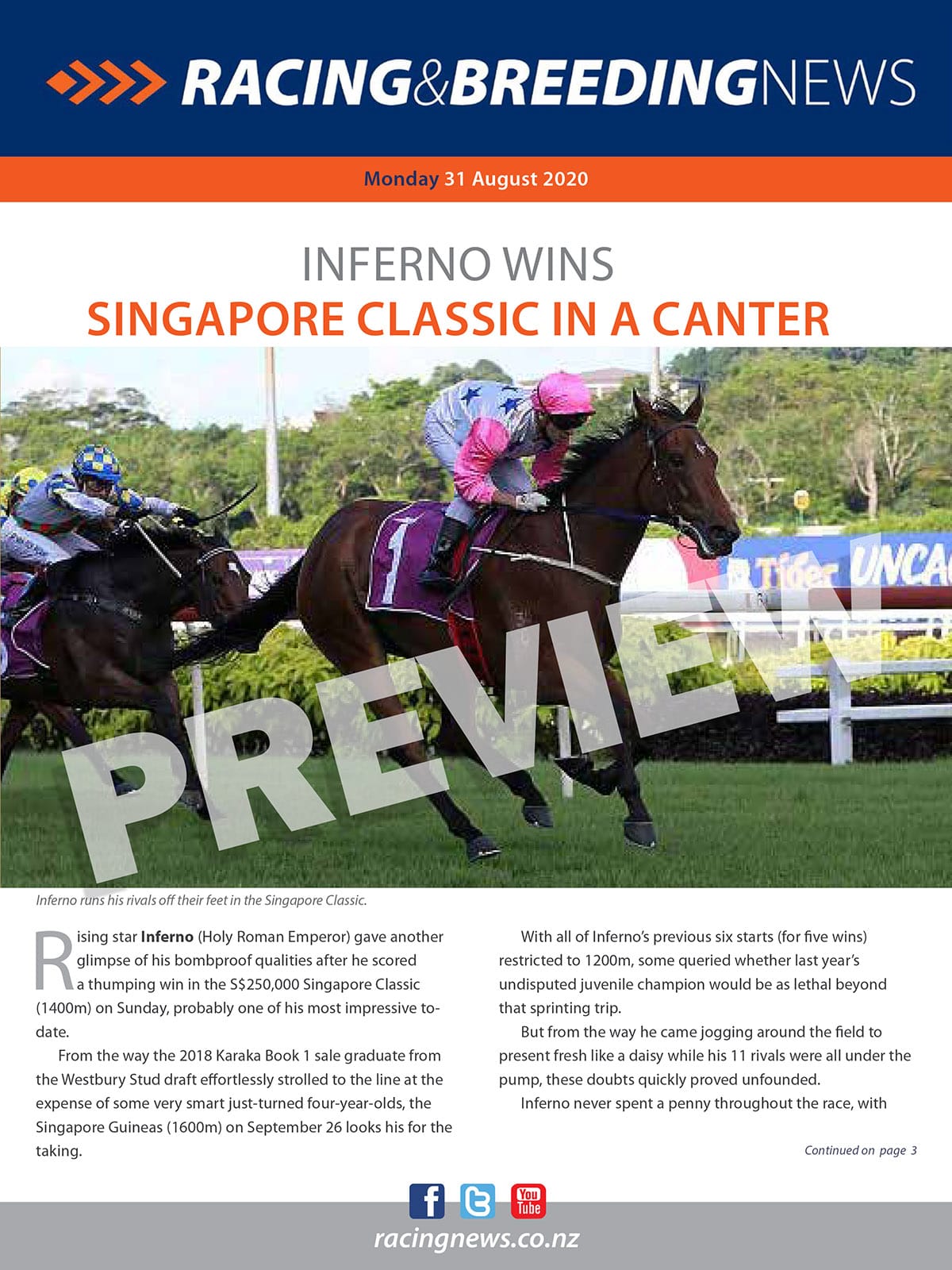 NZ Racing and Breeding News – 31 August 2020