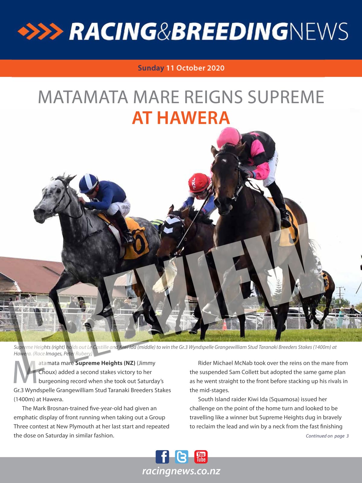 NZ Racing and Breeding News – 11 October 2020