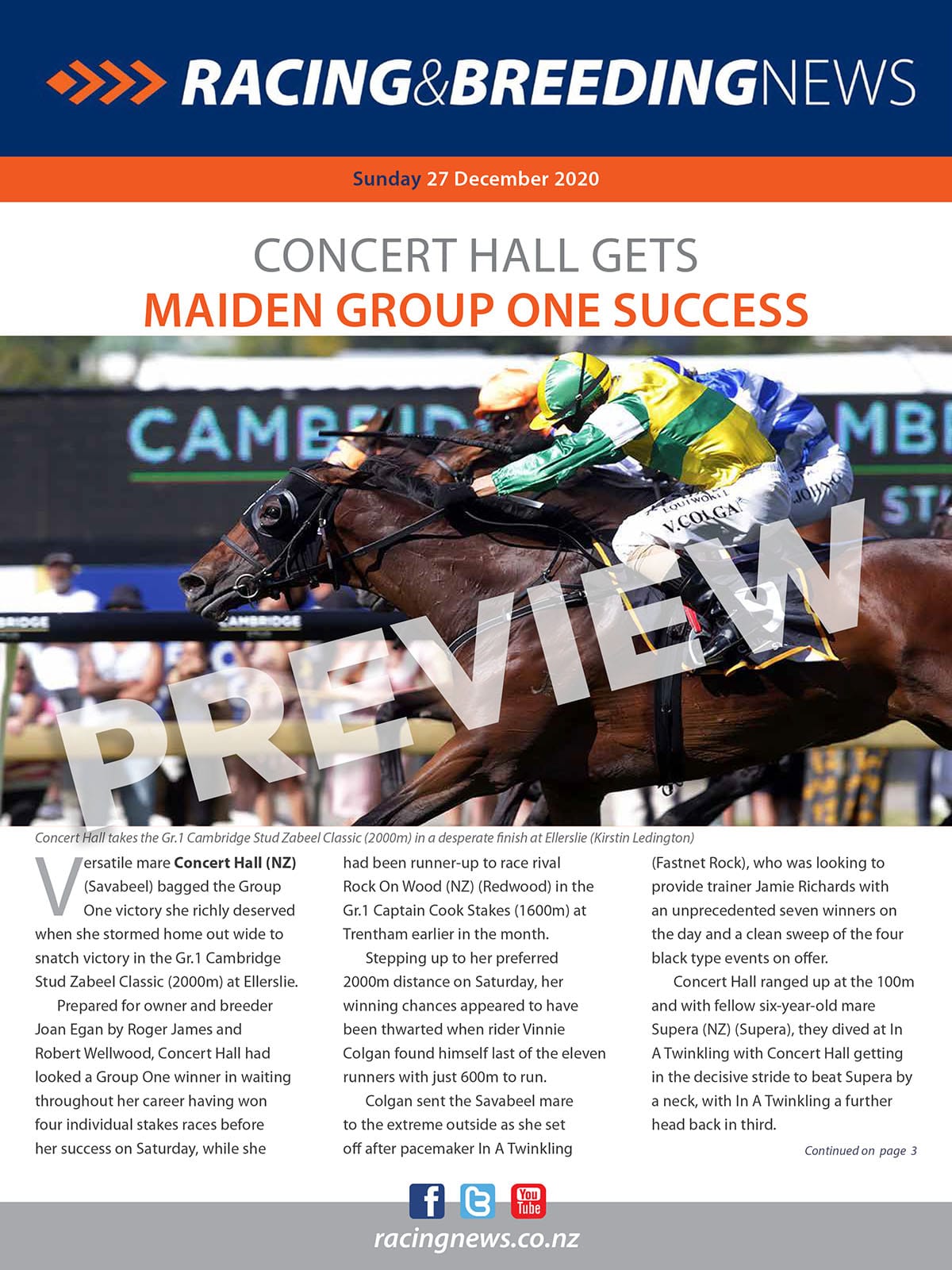 NZ Racing and Breeding News – 27 December 2020