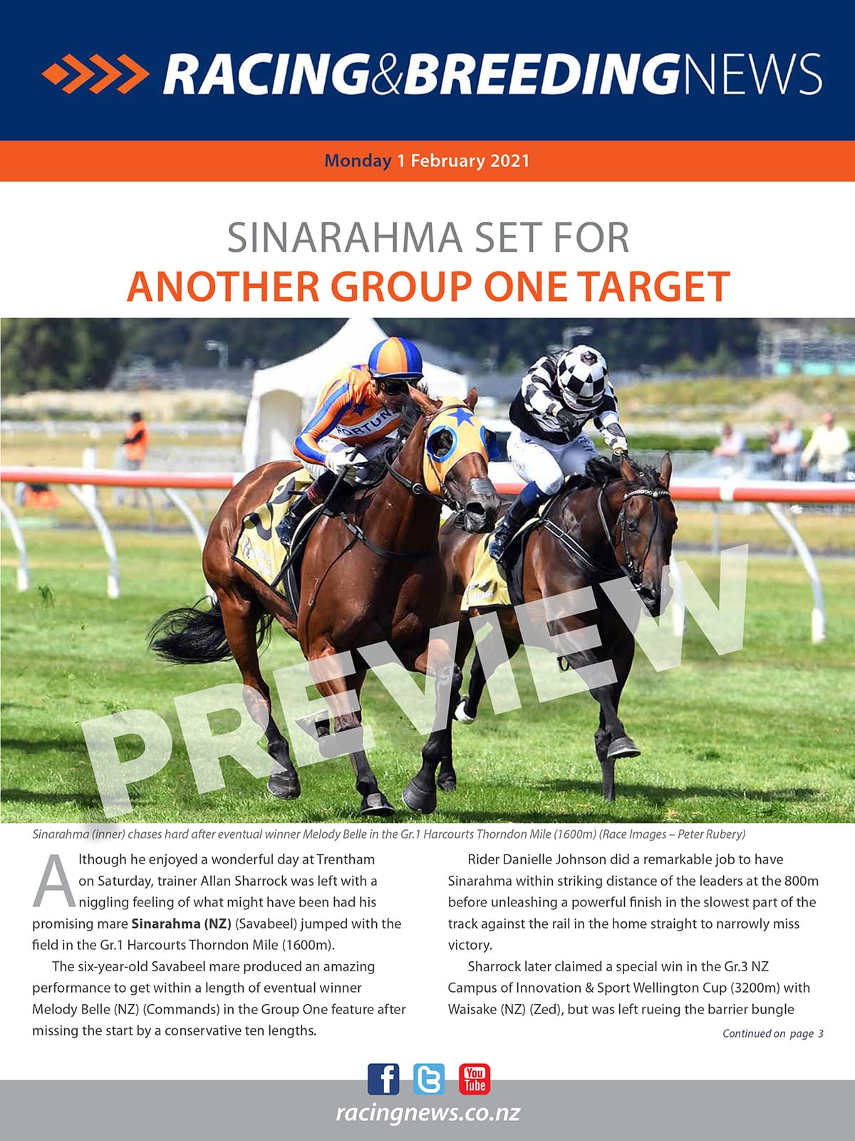 NZ Racing and Breeding News – 01 February 2021