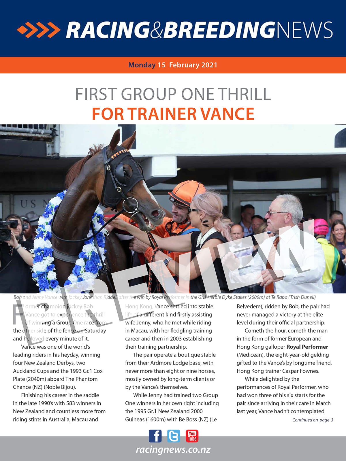 NZ Racing and Breeding News – 15 February 2021