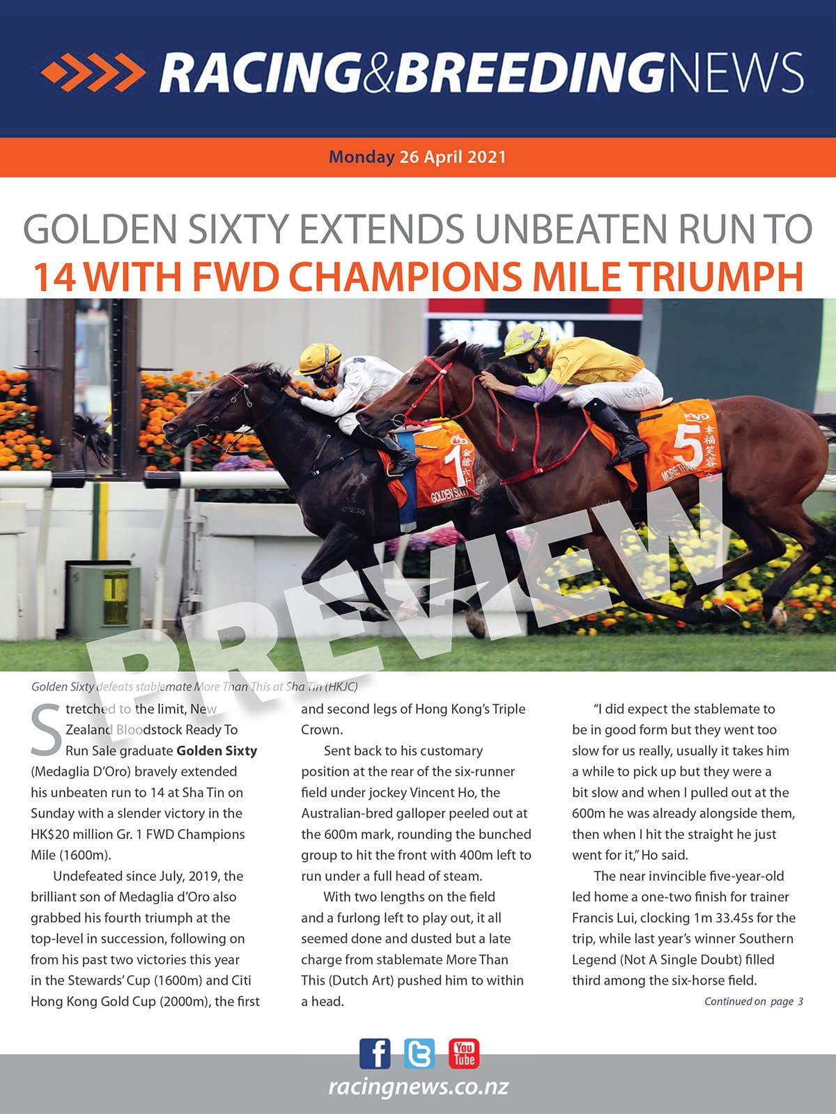 NZ Racing and Breeding News – 26 April 2021