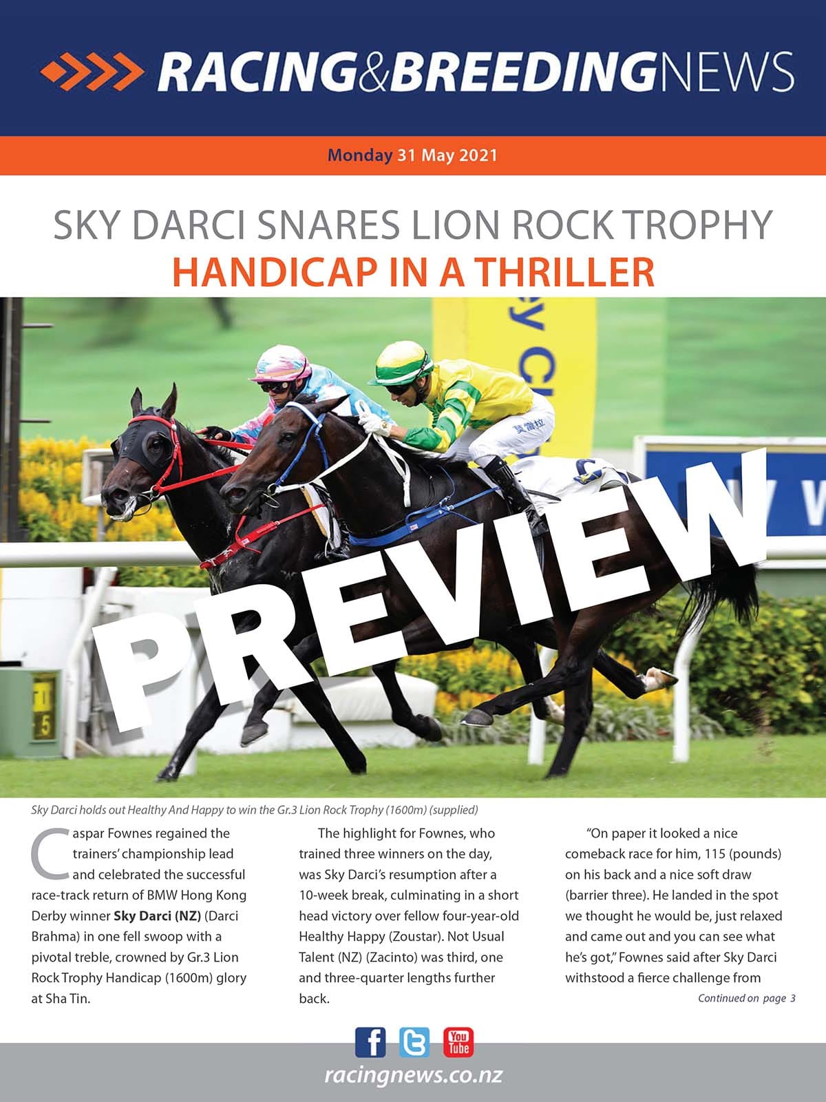 NZ Racing and Breeding News – 31 May 2021