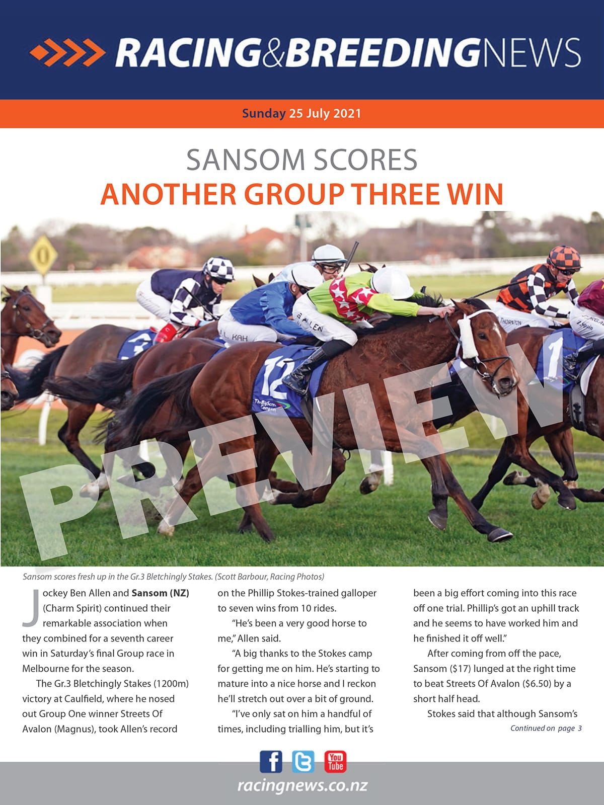 NZ Racing and Breeding News – 25 July 2021