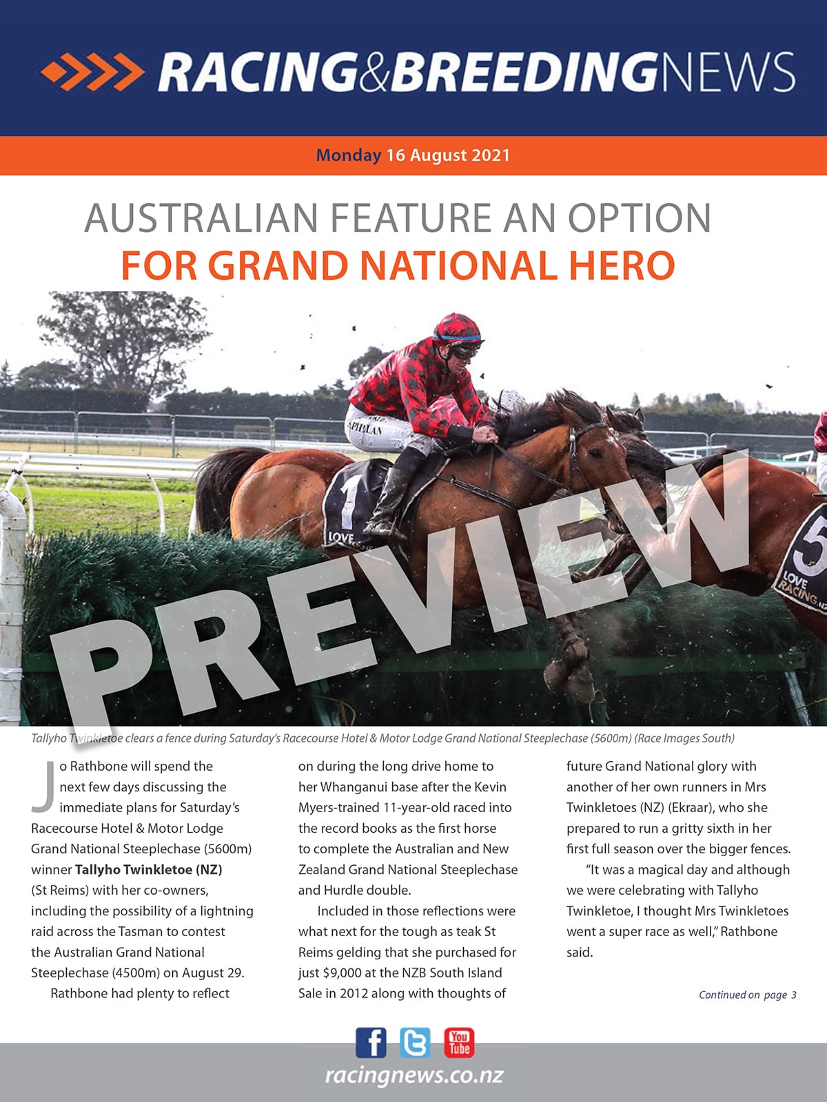 NZ Racing and Breeding News – 16 August 2021