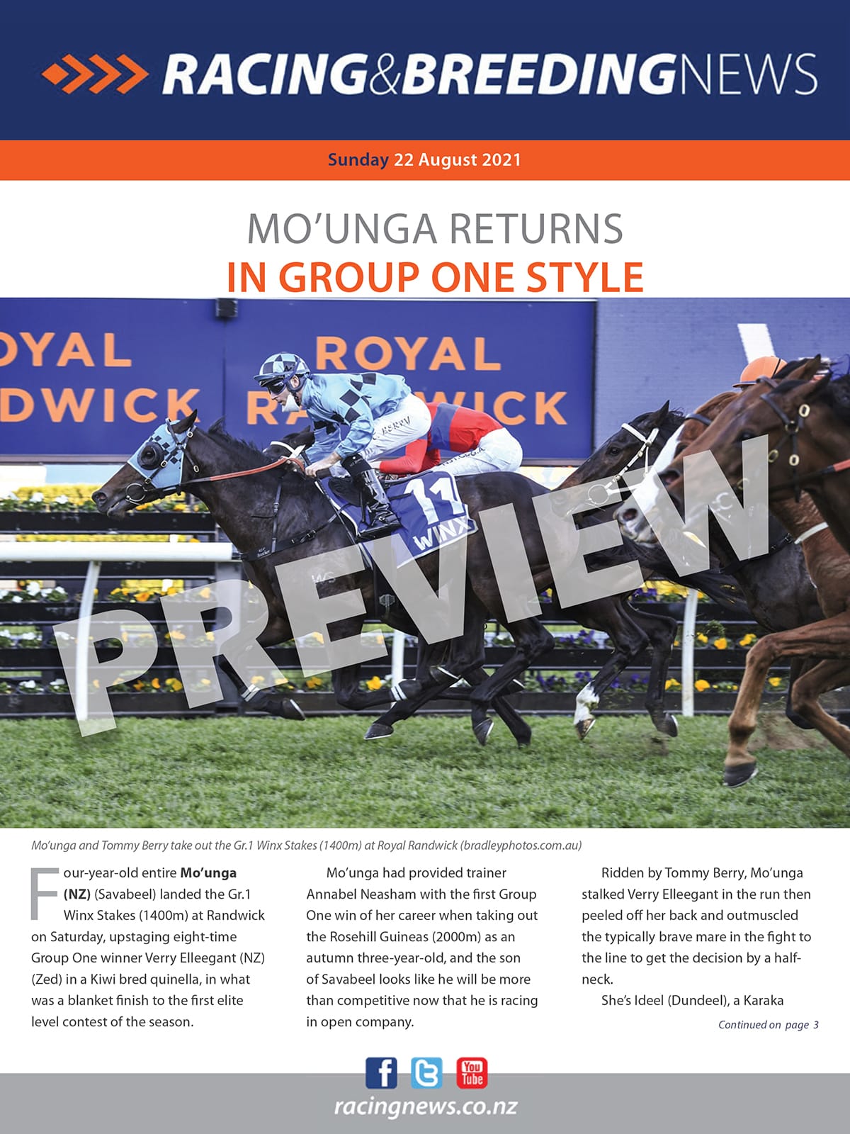 NZ Racing and Breeding News – 22 August 2021