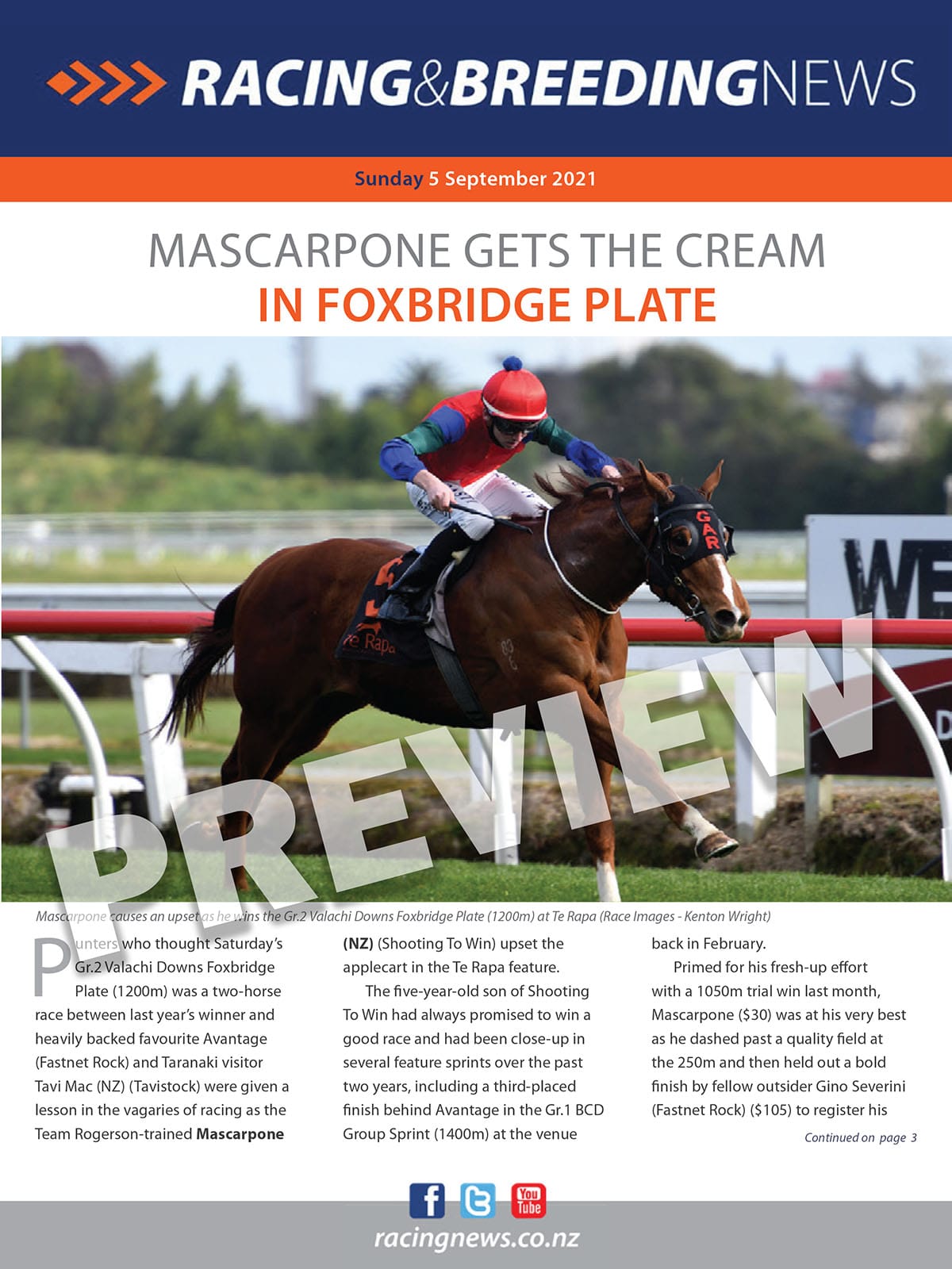 NZ Racing and Breeding News – 05 September 2021