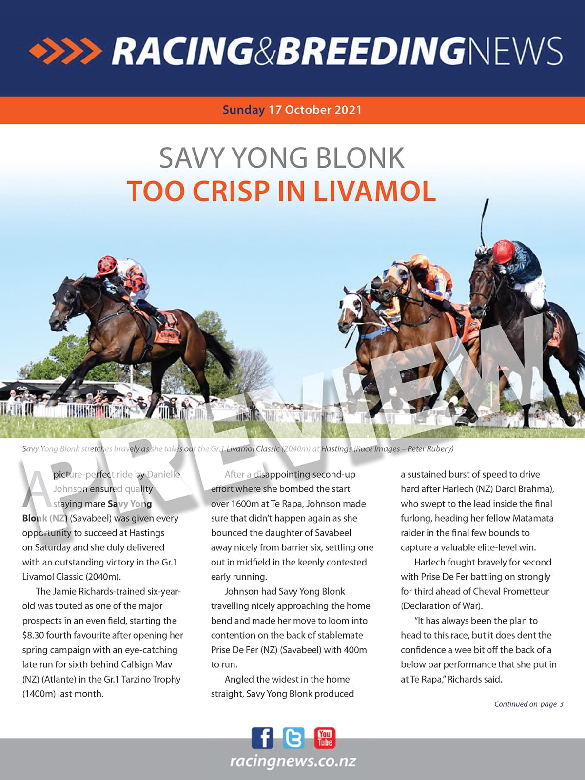 NZ Racing and Breeding News – 17 October 2021