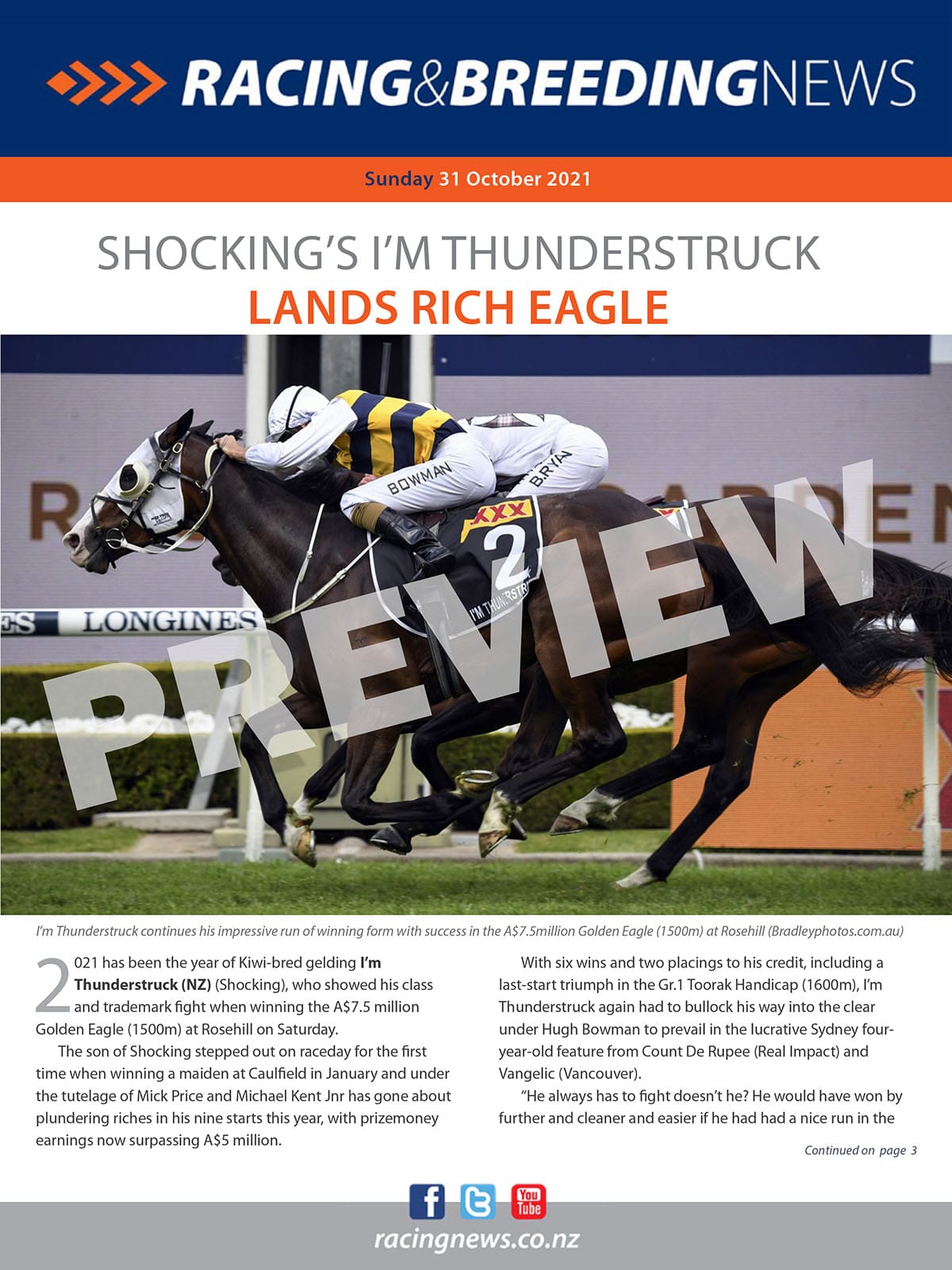 NZ Racing and Breeding News – 31 October 2021