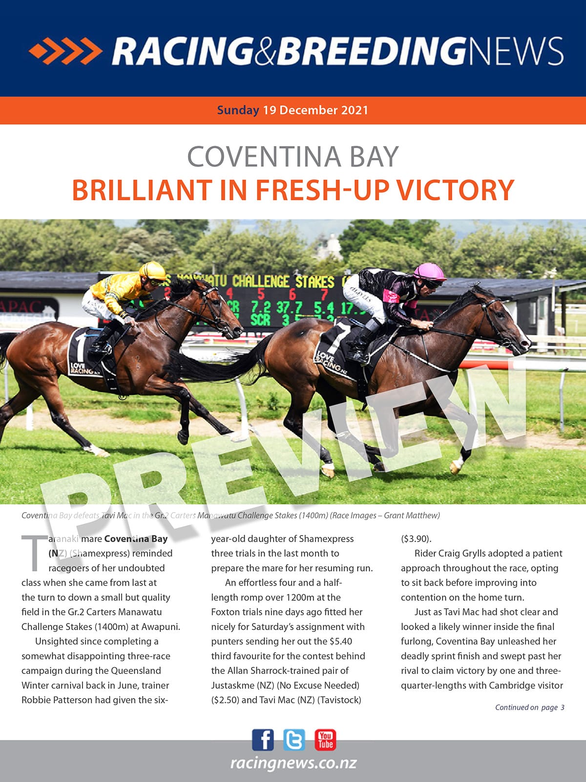 NZ Racing and Breeding News – 19 December 2021