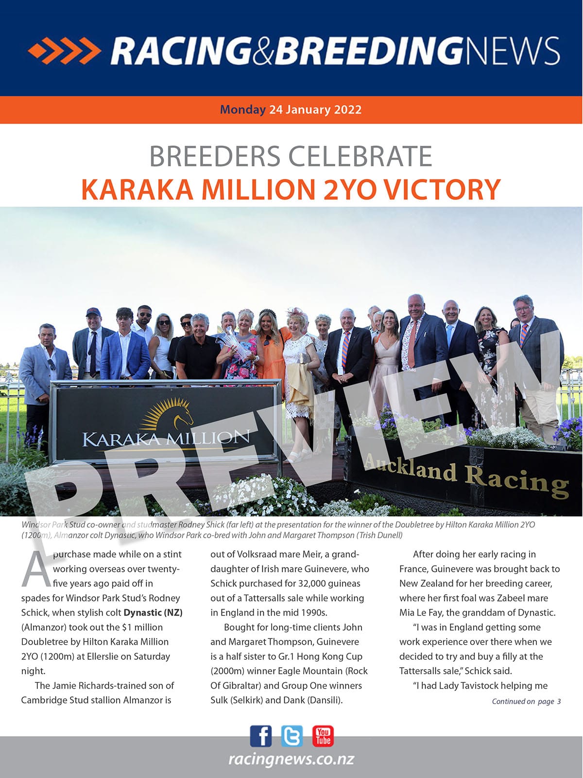NZ Racing and Breeding News – 24 January 2022