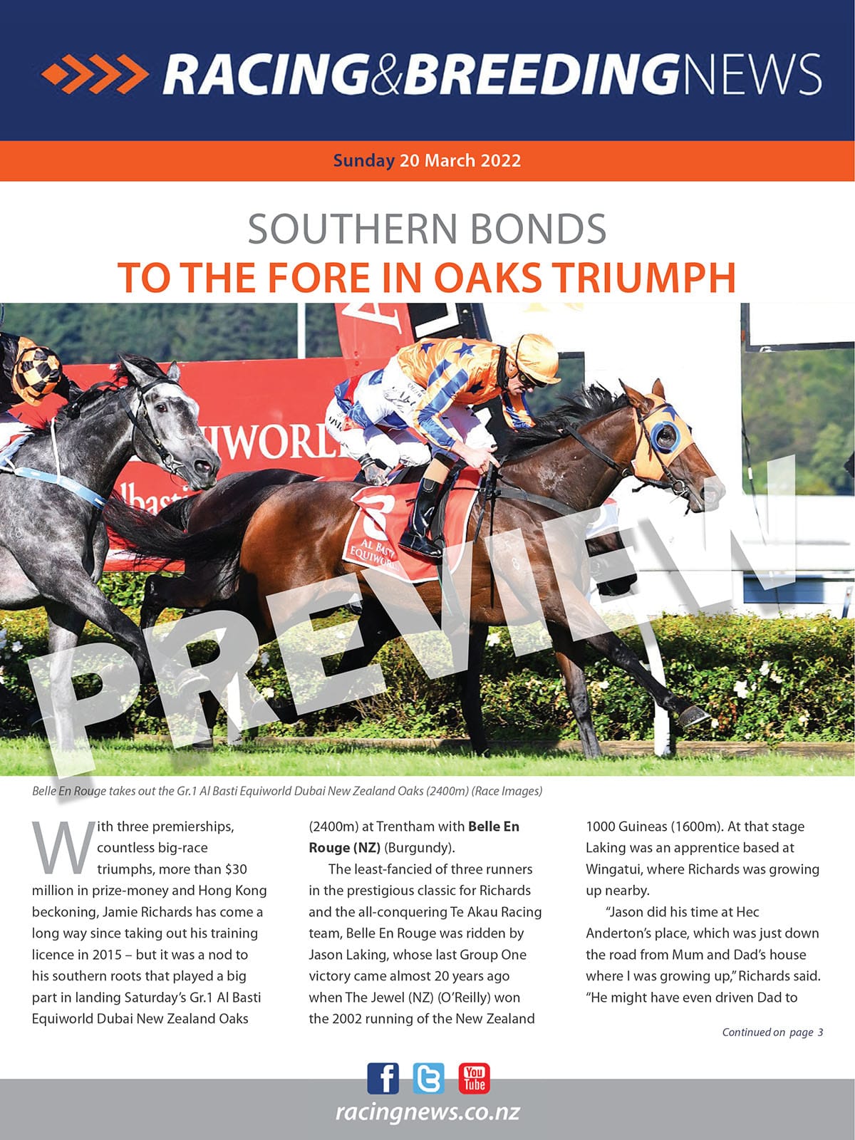 NZ Racing and Breeding News – 20  March 2022