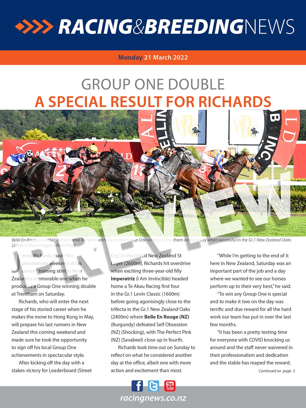 NZ Racing and Breeding News – 21  March 2022