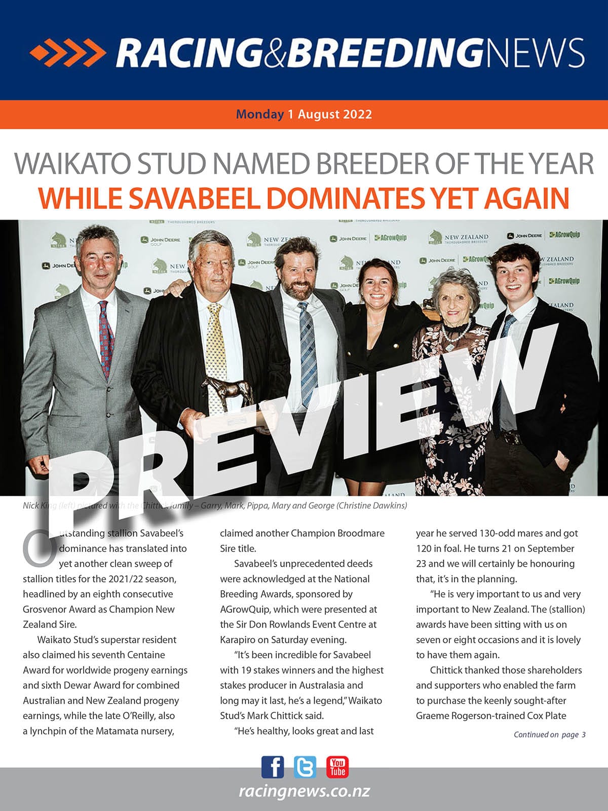 NZ Racing and Breeding News – 01 August 2022