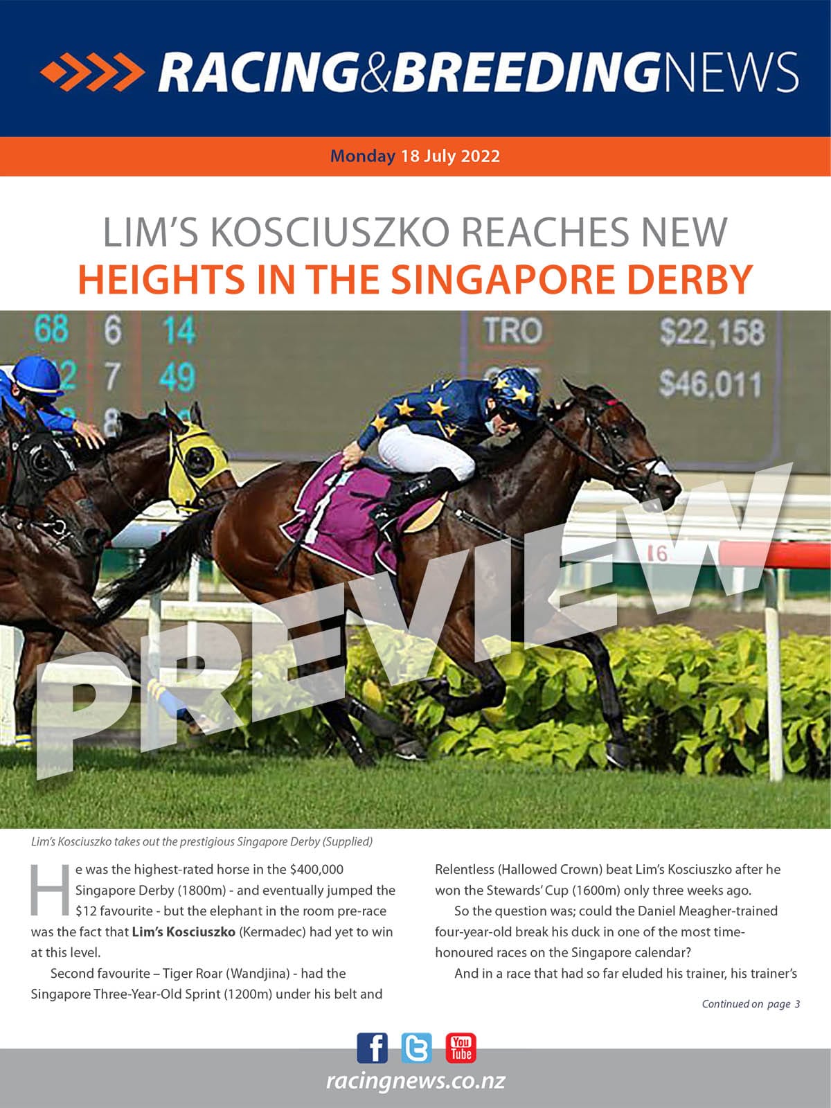 NZ Racing and Breeding News – 18 July 2022