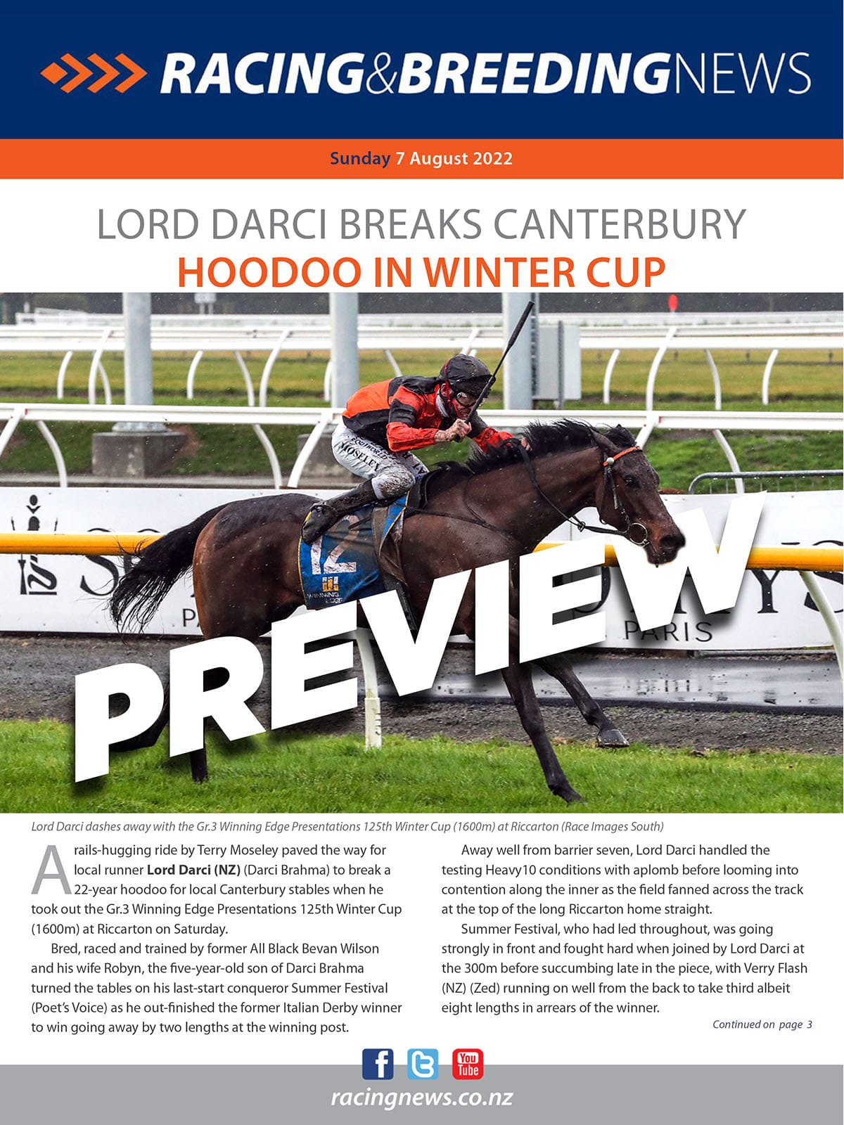 NZ Racing and Breeding News – 07 August 2022