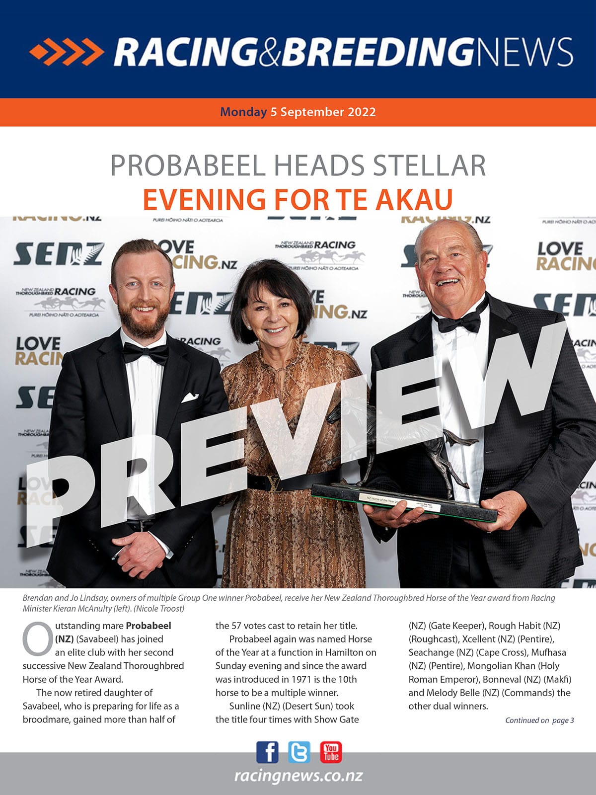 NZ Racing and Breeding News – 05 September 2022