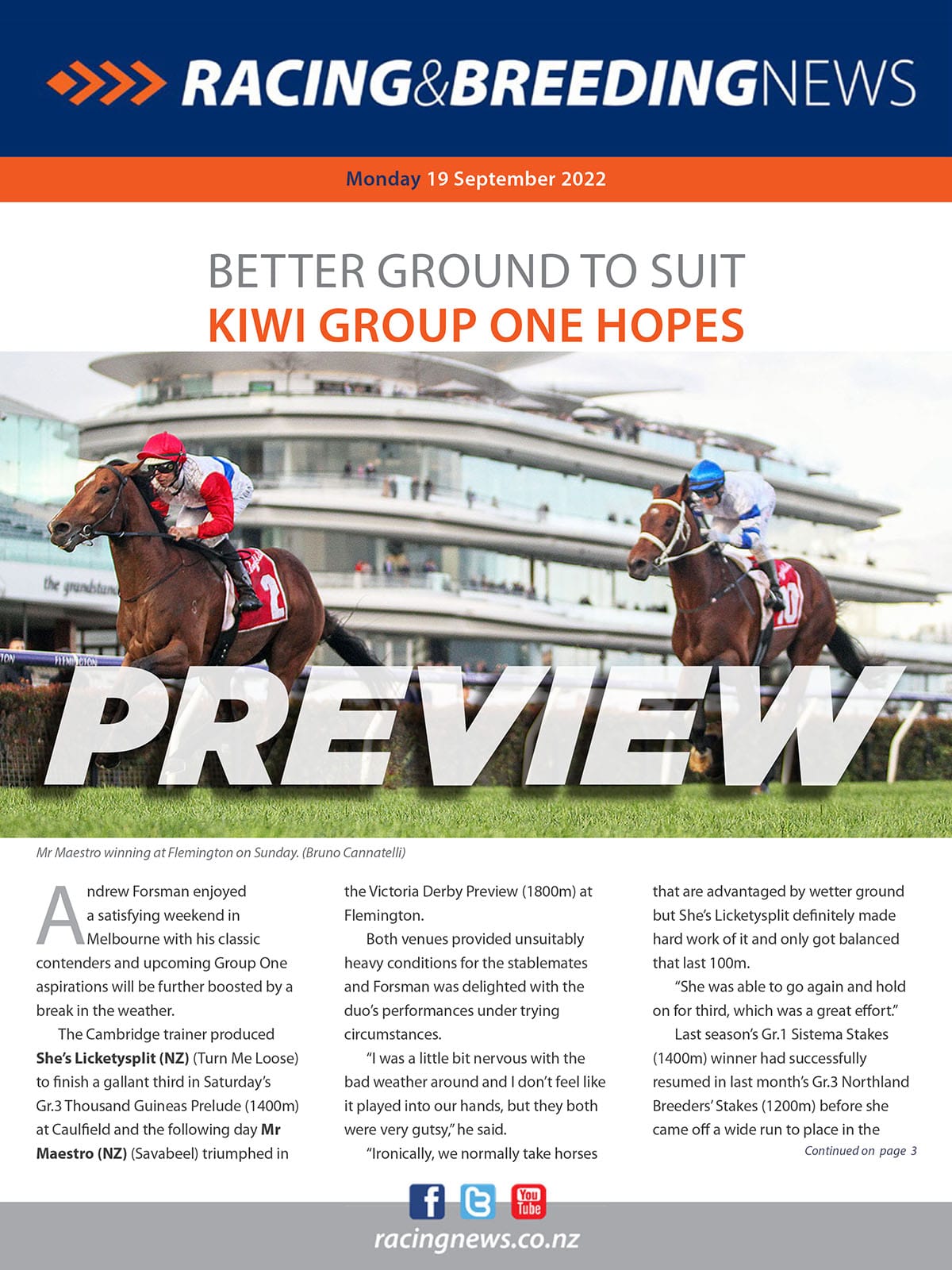 NZ Racing and Breeding News – 19 September 2022