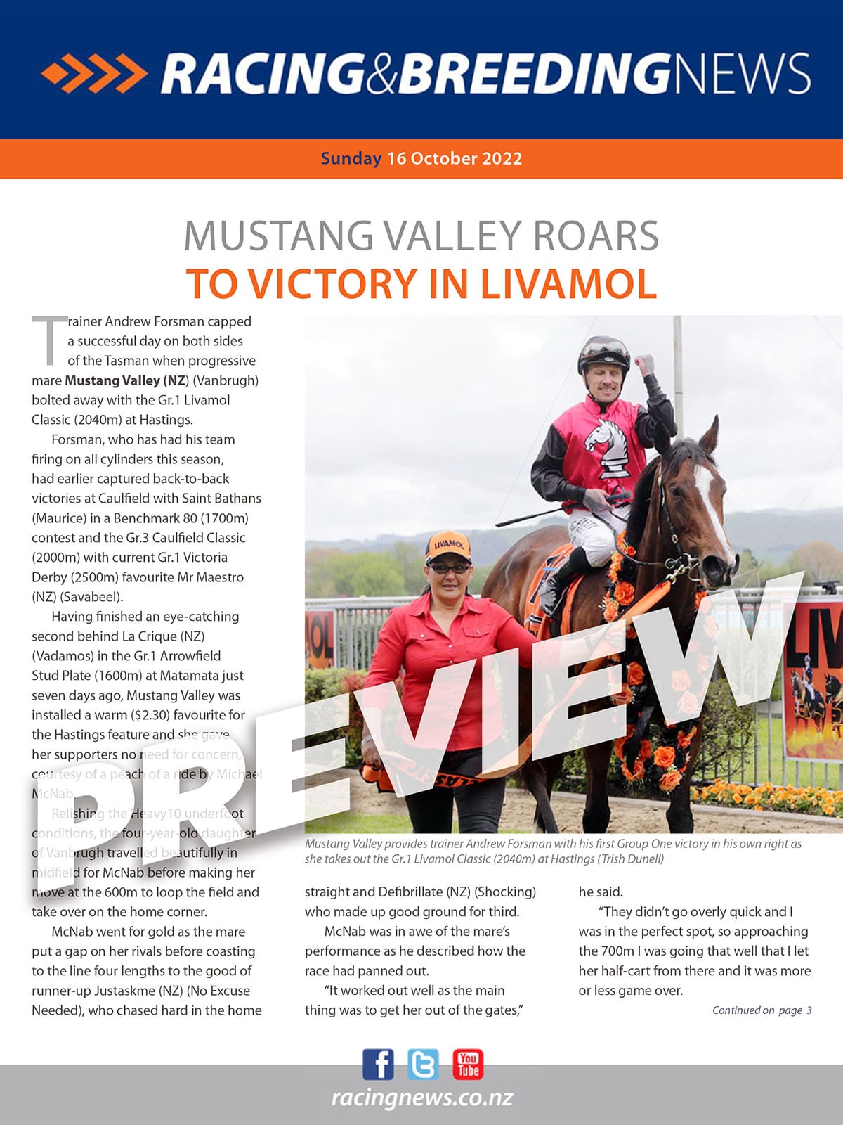 NZ Racing and Breeding News – 16 October 2022