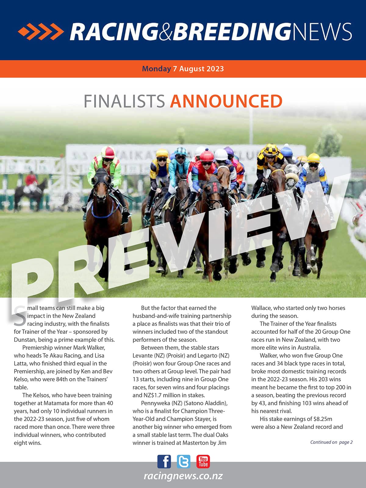 NZ Racing and Breeding News – 07 August 2023