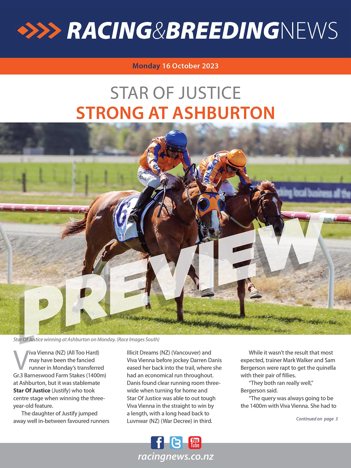 NZ Racing and Breeding News – 16 October 2023