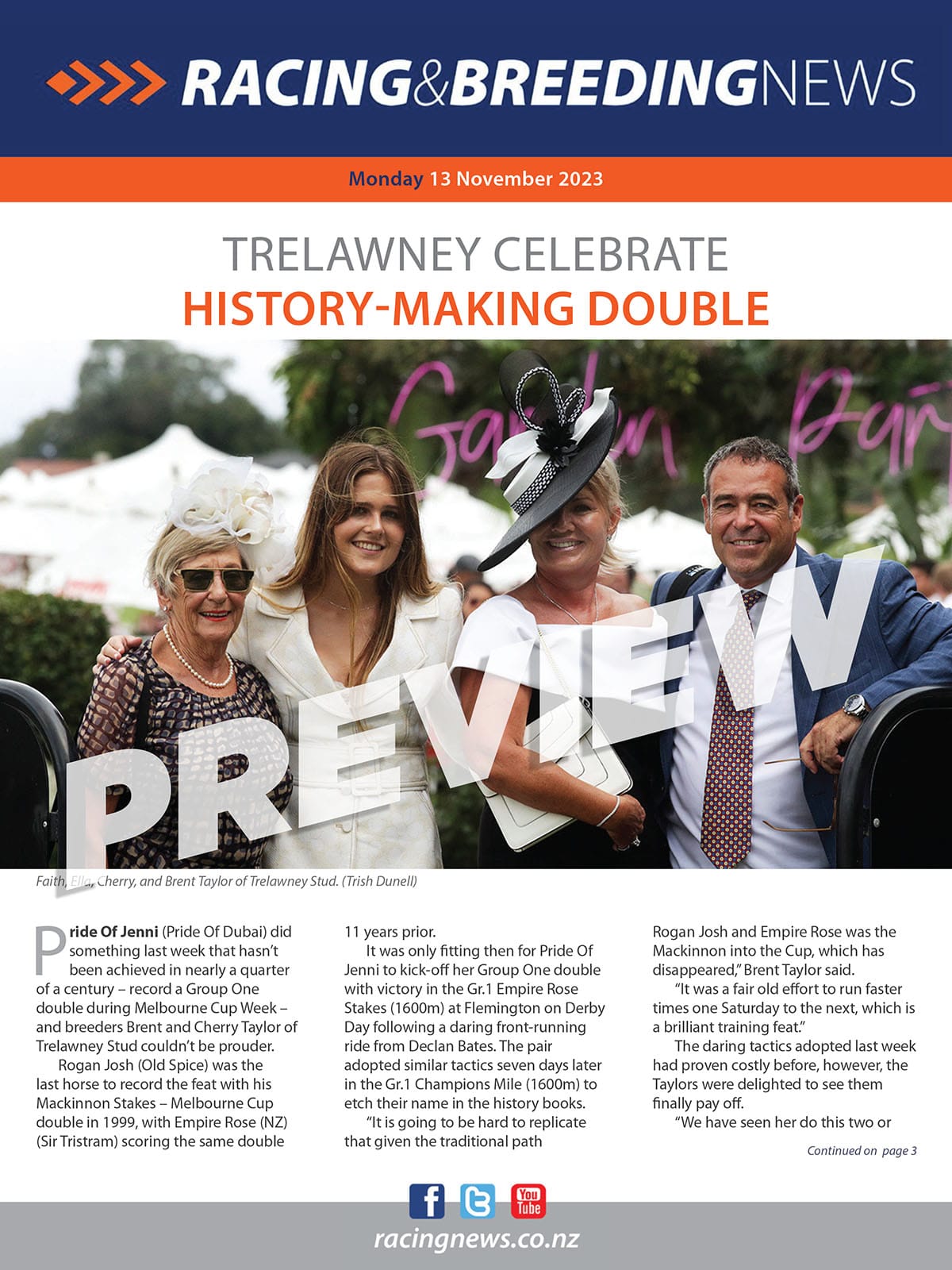 NZ Racing and Breeding News – 13 November 2023