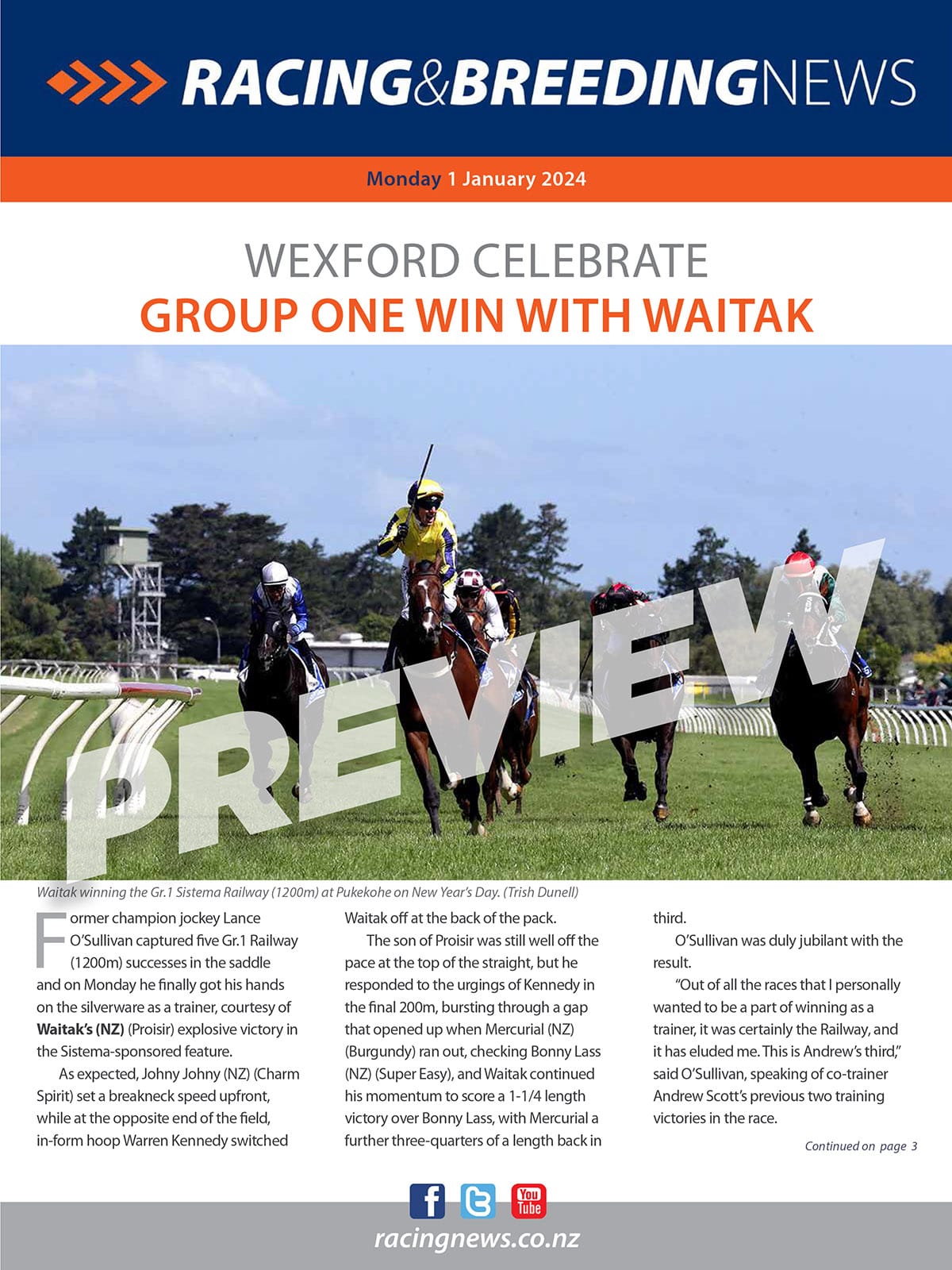 NZ Racing and Breeding News – 1 January 2024