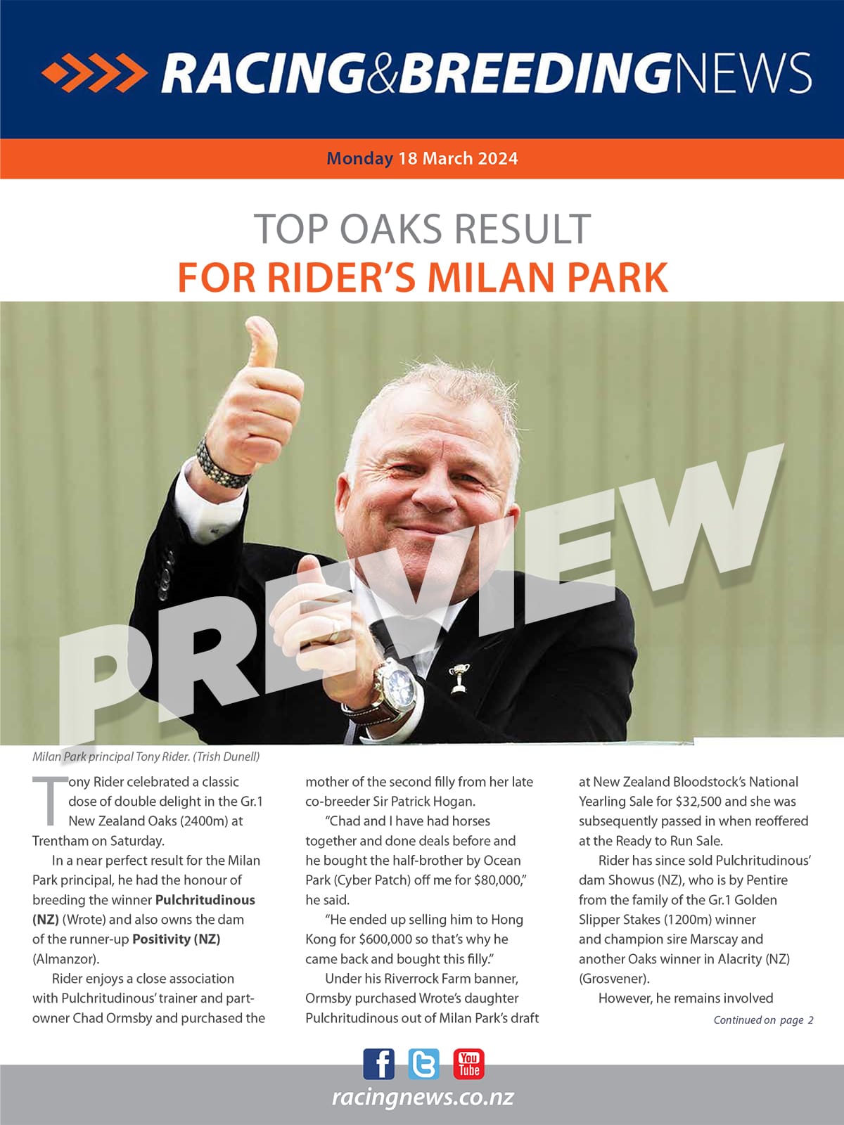 NZ Racing and Breeding News – 18 March 2024