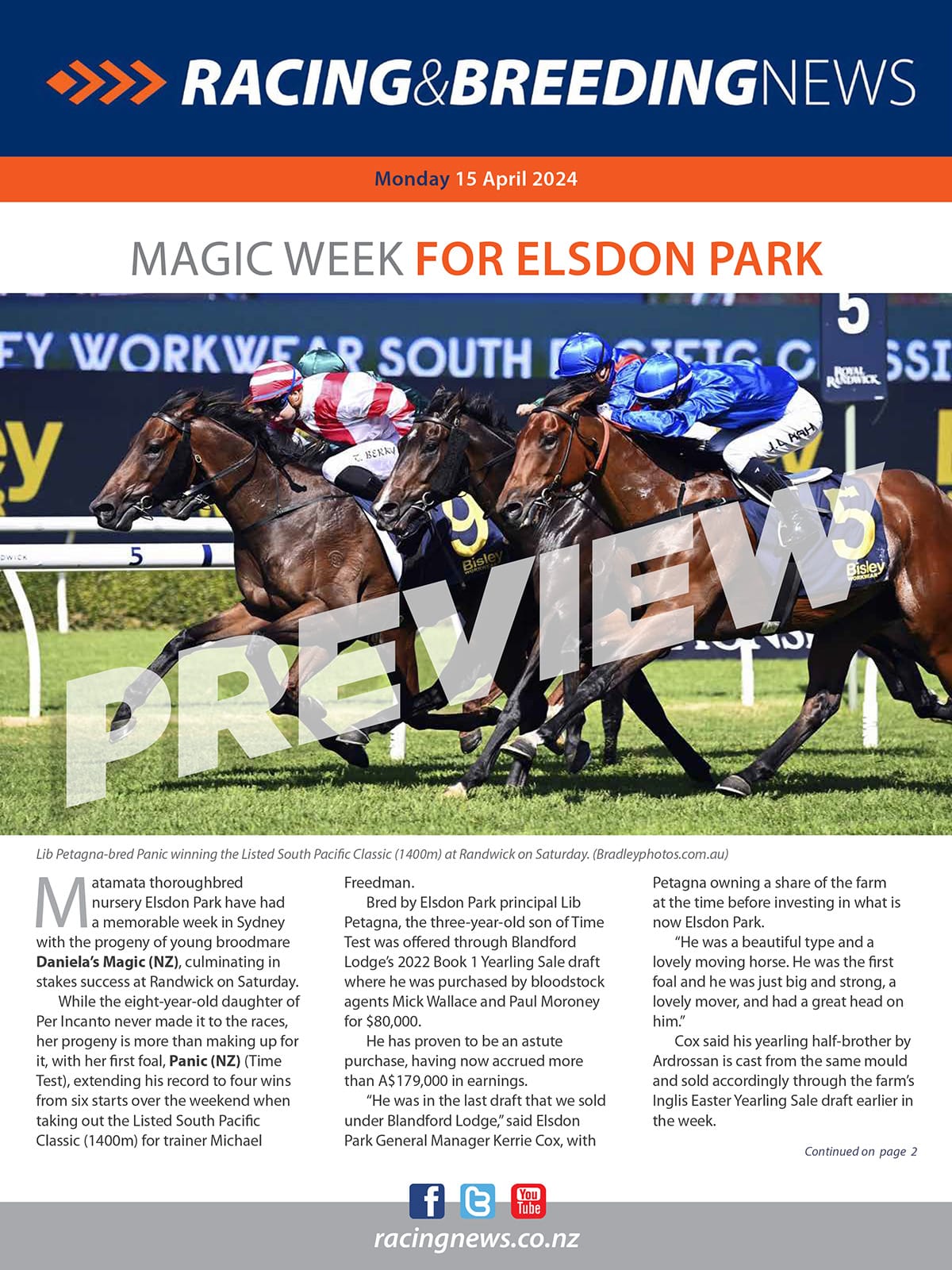 NZ Racing and Breeding News – 15 April 2024