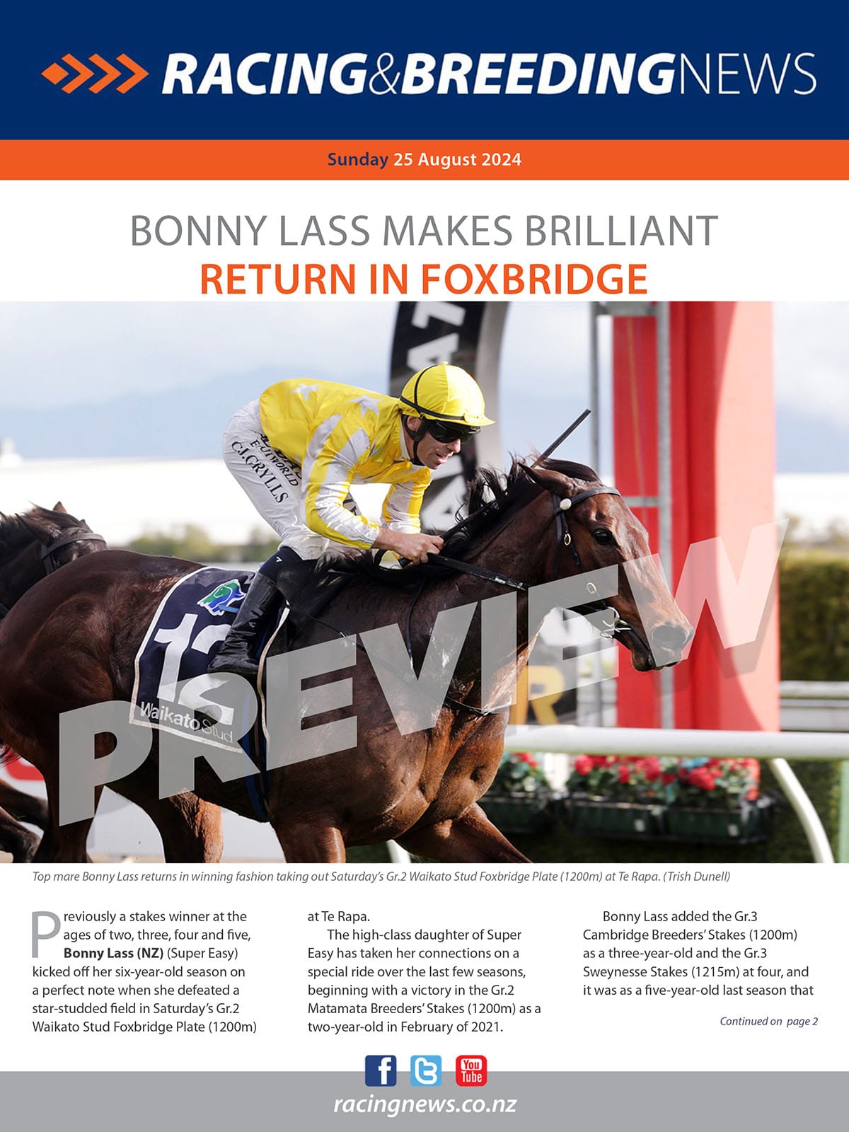 NZ Racing and Breeding News – 25 August 2024