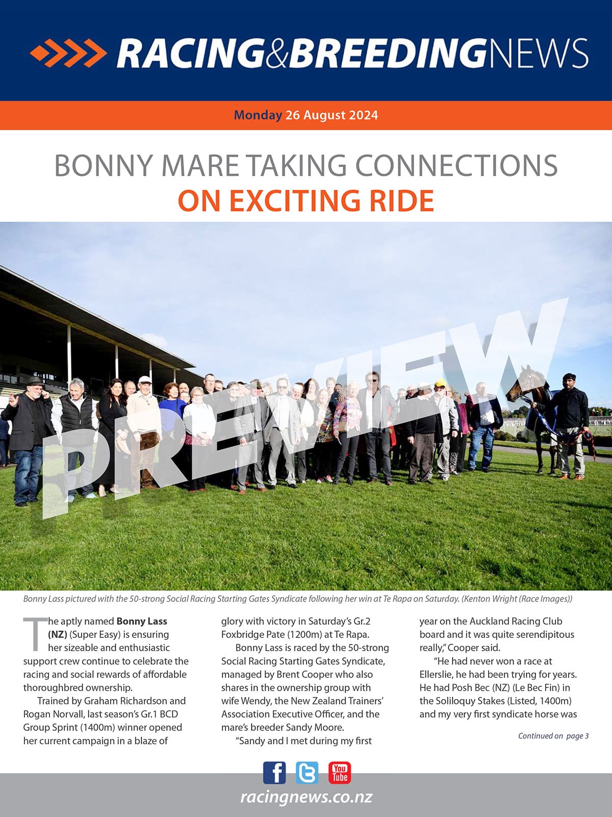 NZ Racing and Breeding News – 26 August 2024