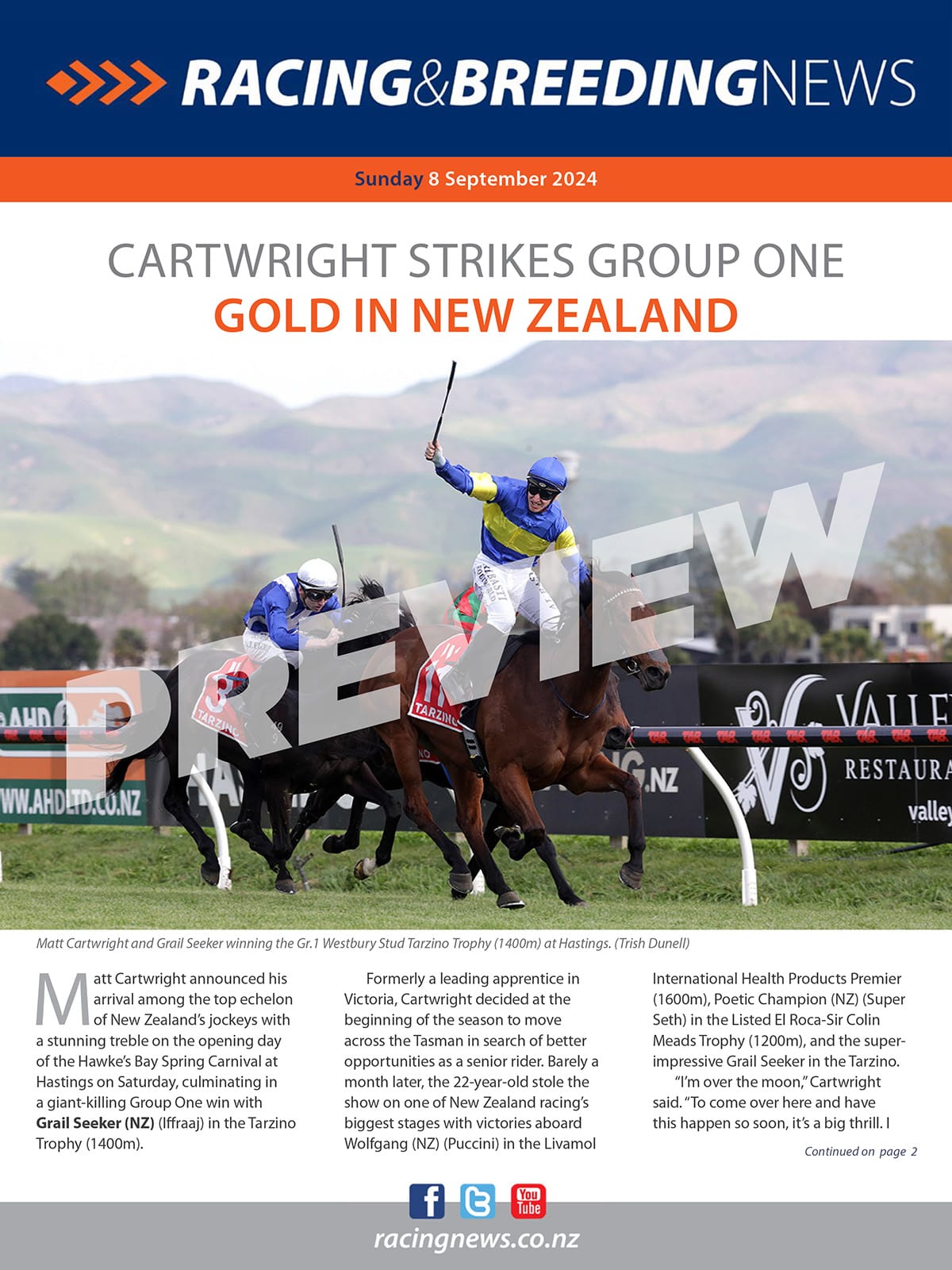 NZ Racing and Breeding News – 08 September 2024