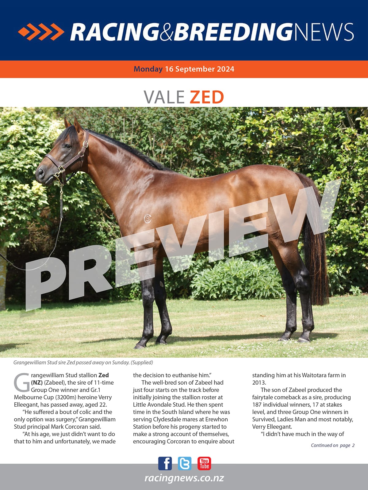 NZ Racing and Breeding News – 16 September 2024