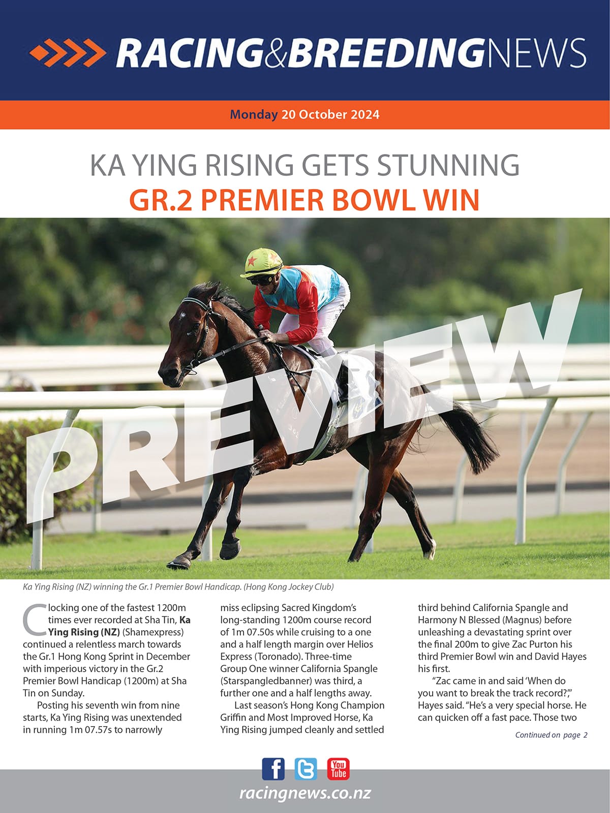 NZ Racing and Breeding News – 21 October 2024