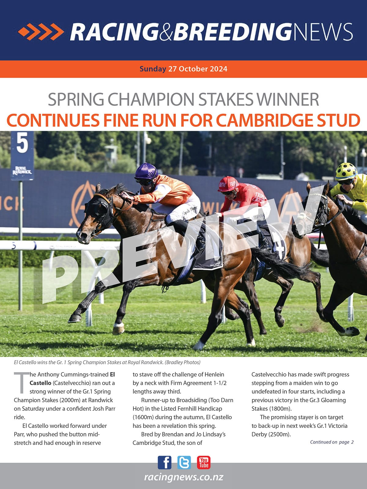 NZ Racing and Breeding News – 27 October 2024